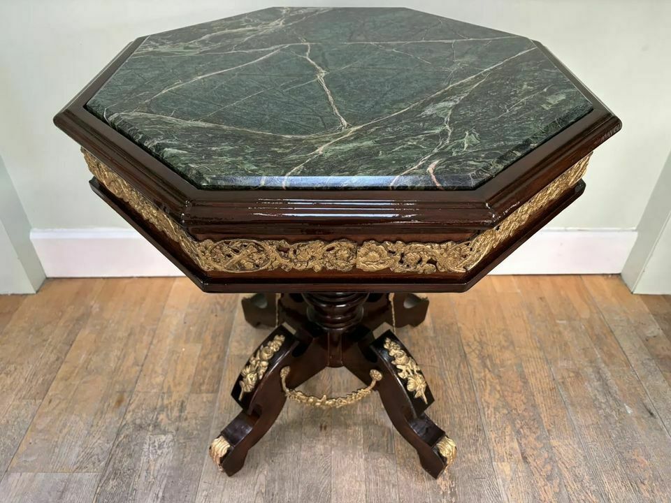Antique French Mahogany Marble Top Gueridon Side Table, Louis XVI French Empire Style photo buy