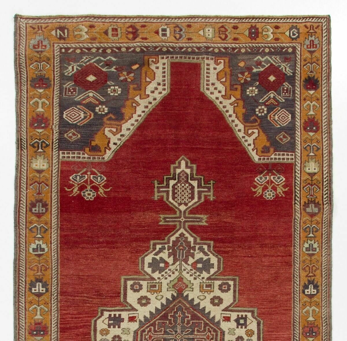 5.8x11.8 Ft One Of A Kind Vintage Handmade Turkish Rug In Red, Indigo & Marigold photo furniture
