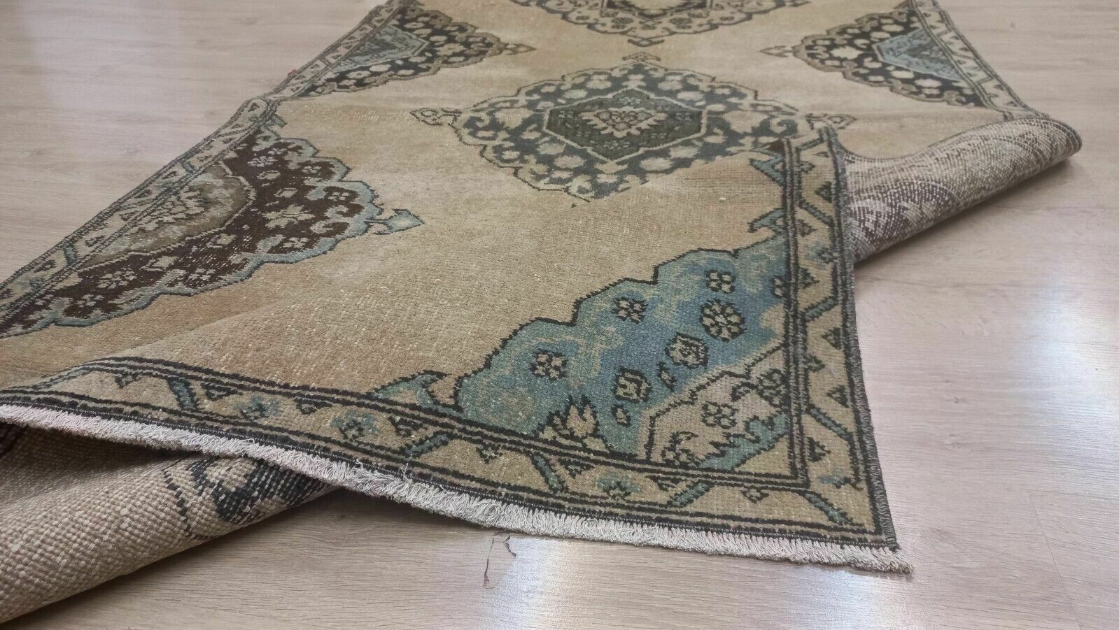 4x12 Ft One Of A Kind Hand Knotted Vintage Turkish Runner Rug For Hallway photo furniture