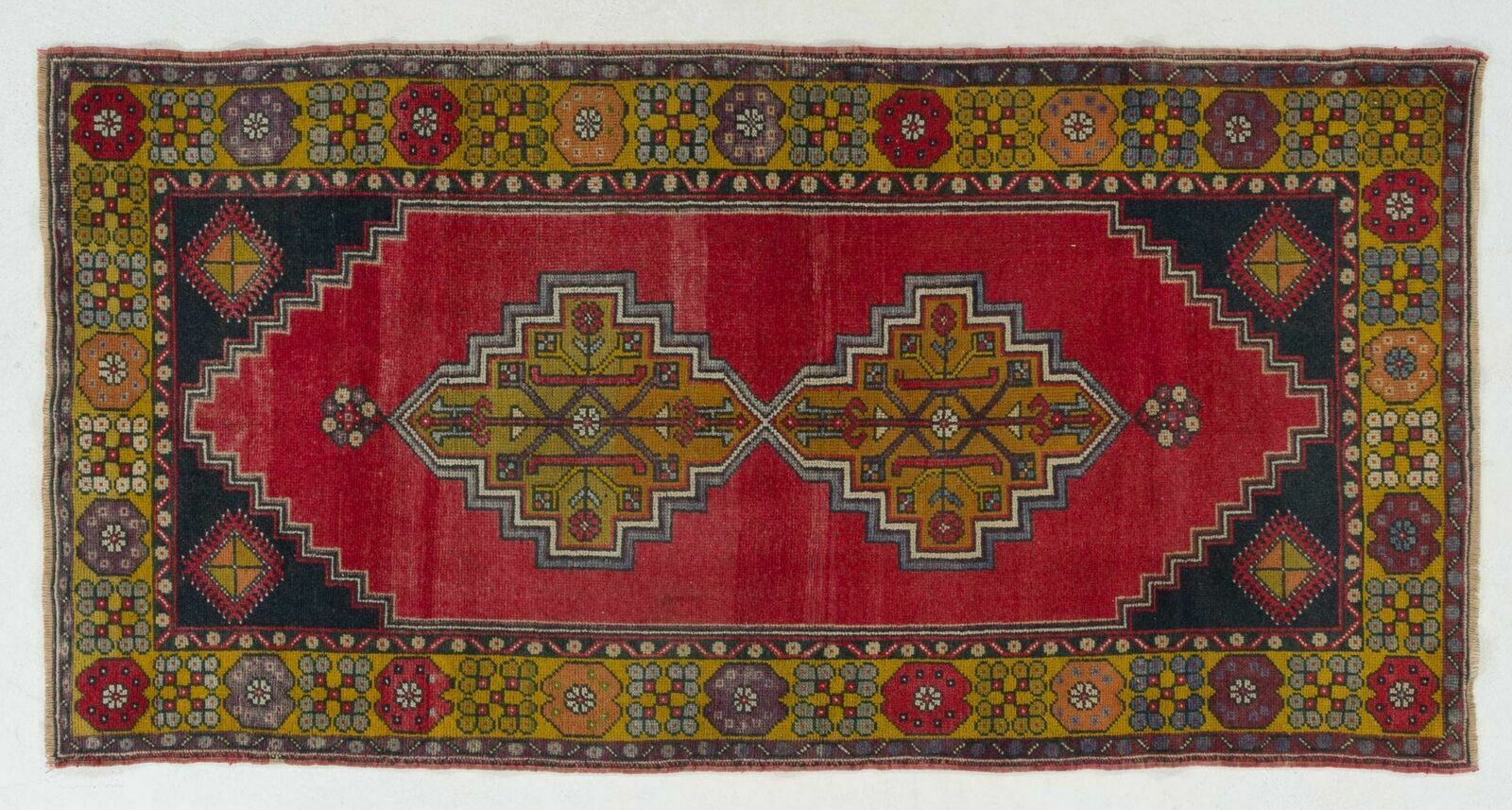 4x7.7 Ft Vintage Anatolian Village Rug. Traditional Wool Oriental Rug photo 412.0