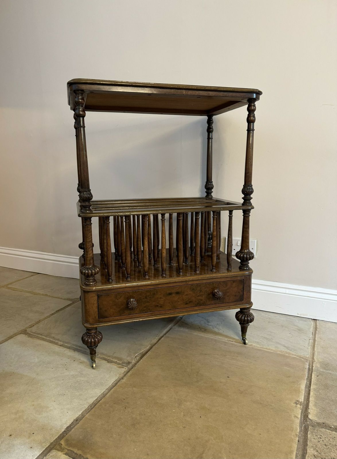 Superb Quality Antique Freestanding Burr Walnut Canterbury Whatnot photo furniture