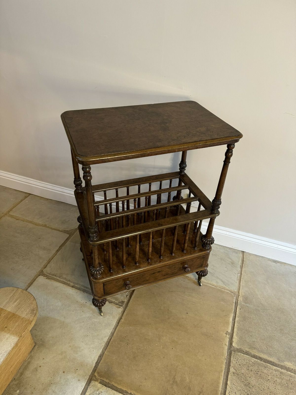Superb Quality Antique Freestanding Burr Walnut Canterbury Whatnot photo Furniture