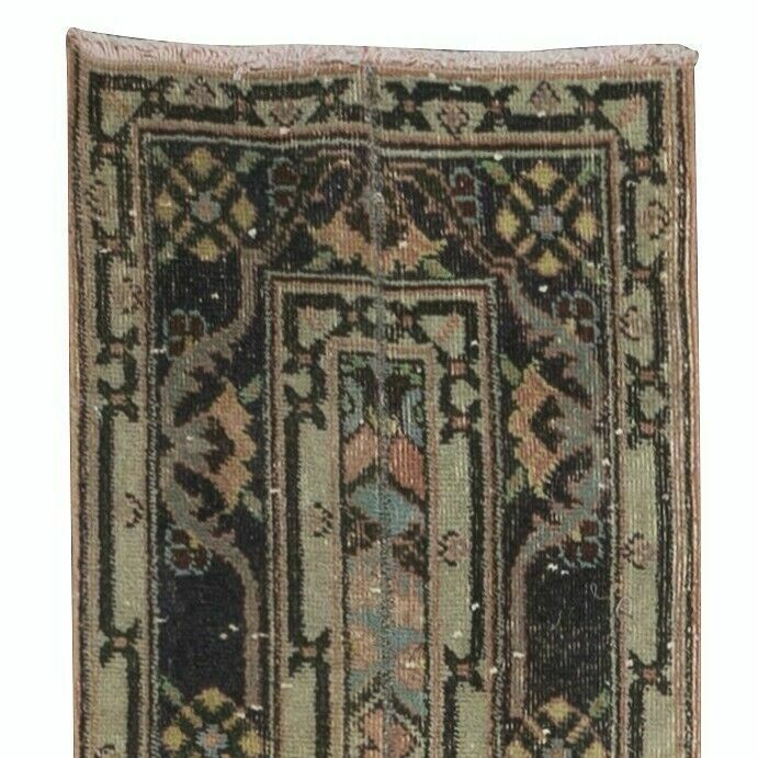 1.7x12.7 Ft Vintage Handmade Turkish Wool Narrow Runner Rug For Hallway Decor photo Textiles