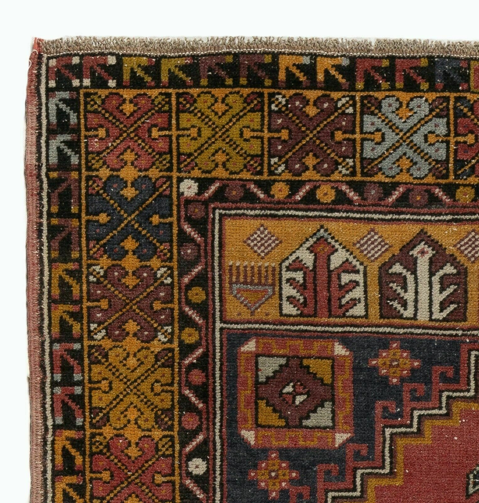 3.8x5.8 Ft Hand Knotted Vintage Oriental Rug, Tribal Style Wool Carpet photo furniture