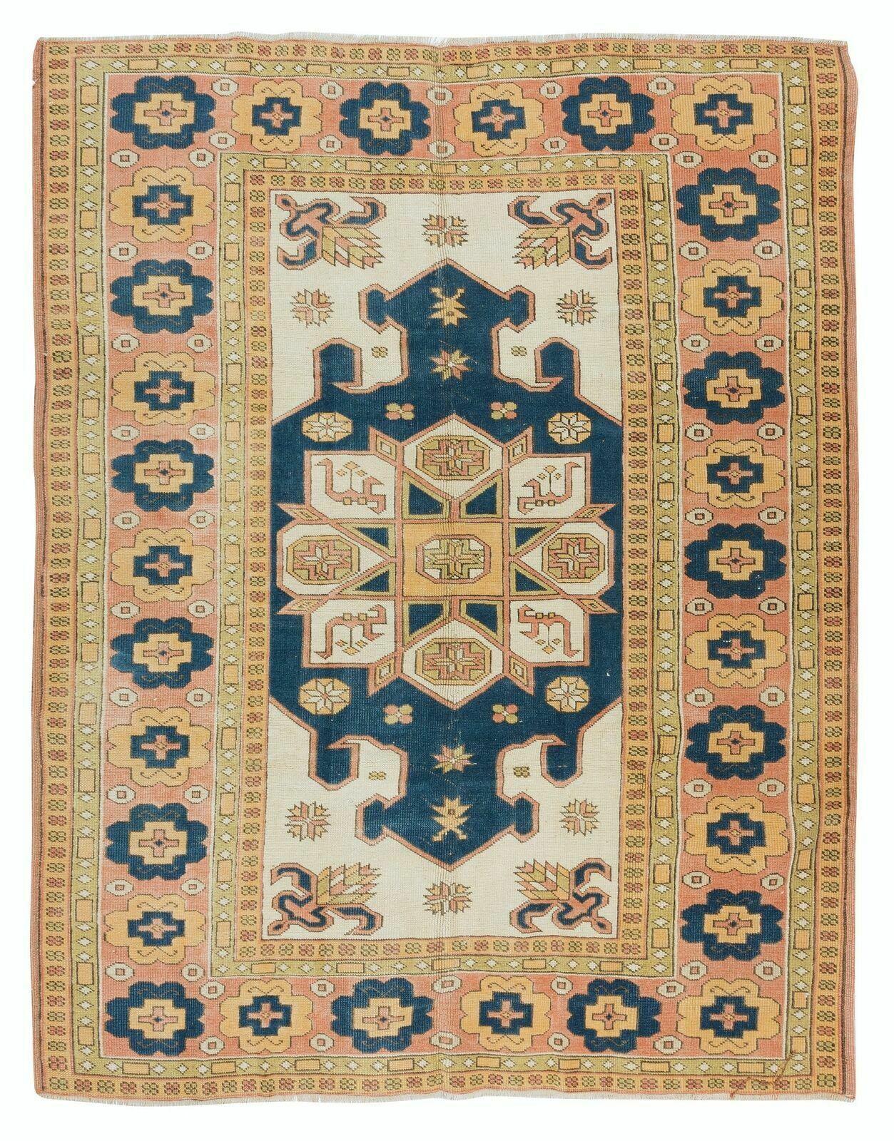 6x8.3 Ft Vintage Handmade Geometric Anatolian Rug For Living Room Decor
