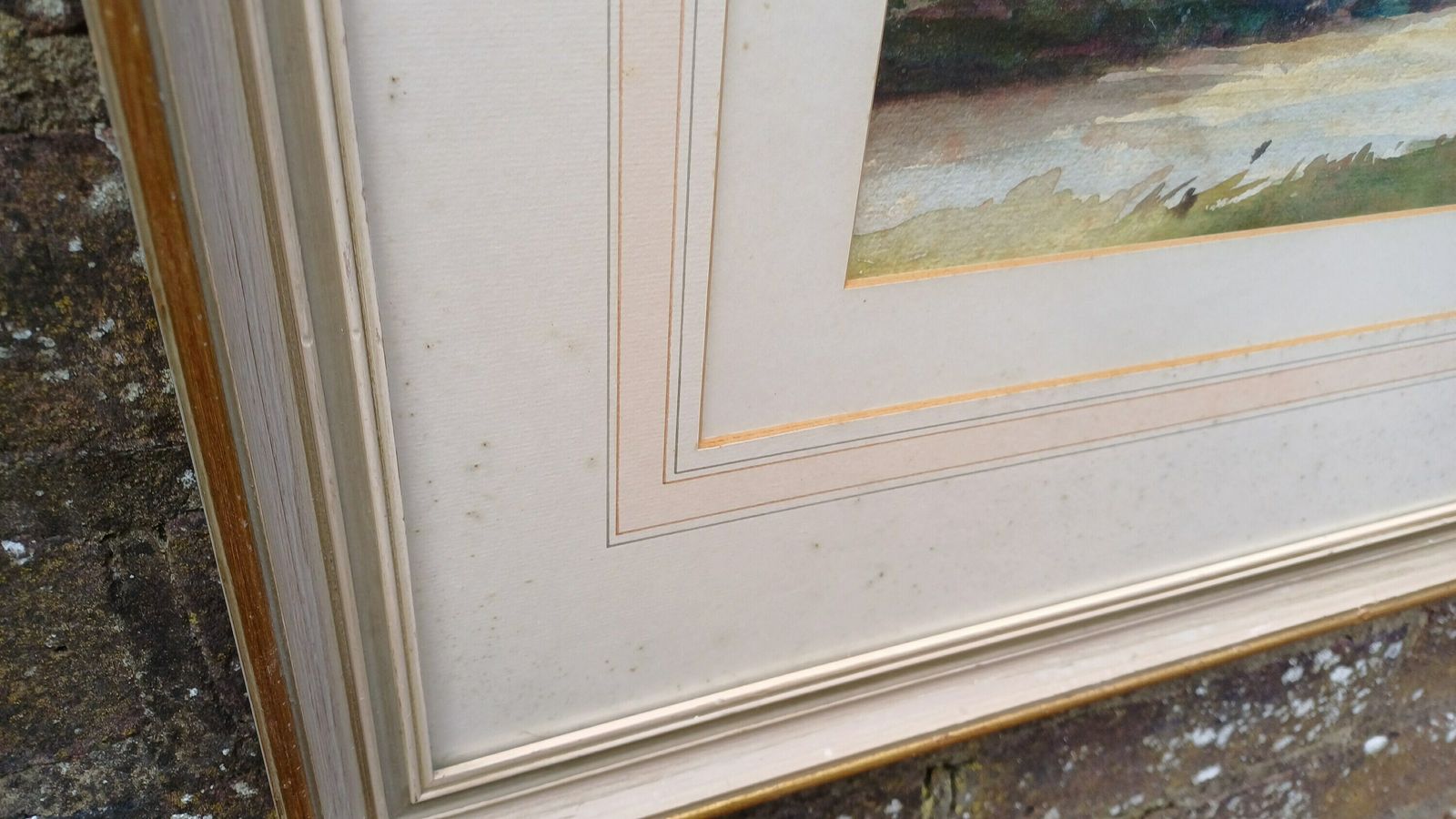 Vintage Large Original Watercolour Of The Wye Valley Aesthetically Age Worn But Superb! photo vinterior