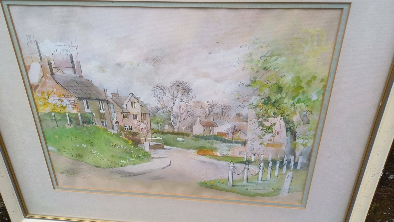 Stunning Large Original Watercolour ‘Sunlit Village’ By Popular Artist ’Hilda Chancellor Pope 1978 photo Art