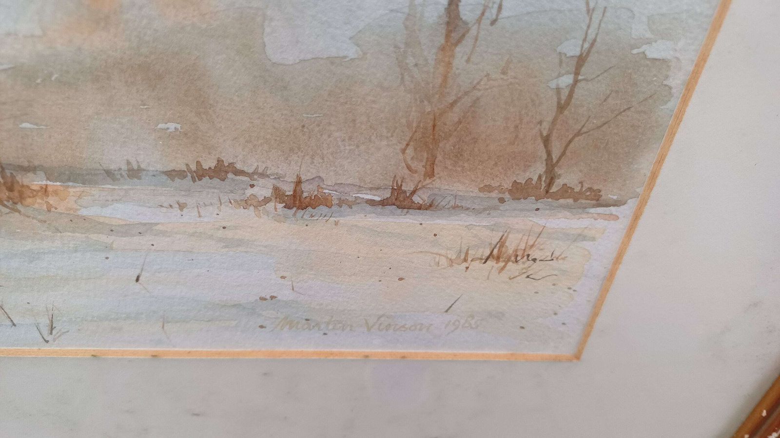 Beautifully Executed Original Watercolour Of A Winter Snow Vista By Martin Vinson 1985 photo 65.0