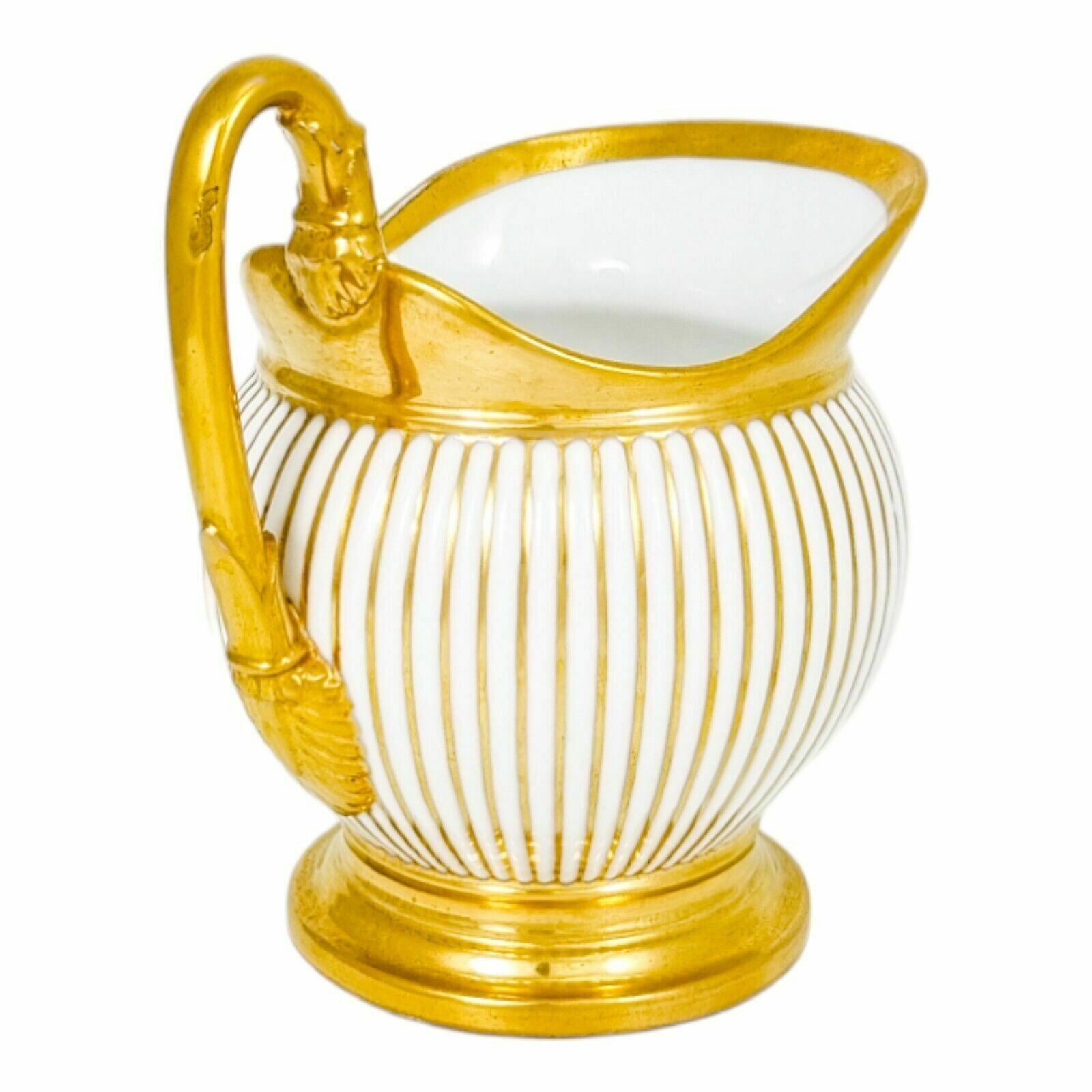 1830's French Empire Old Paris Porcelain Large Gilded Milk Jug Carafe, Feuillet photo 250.0