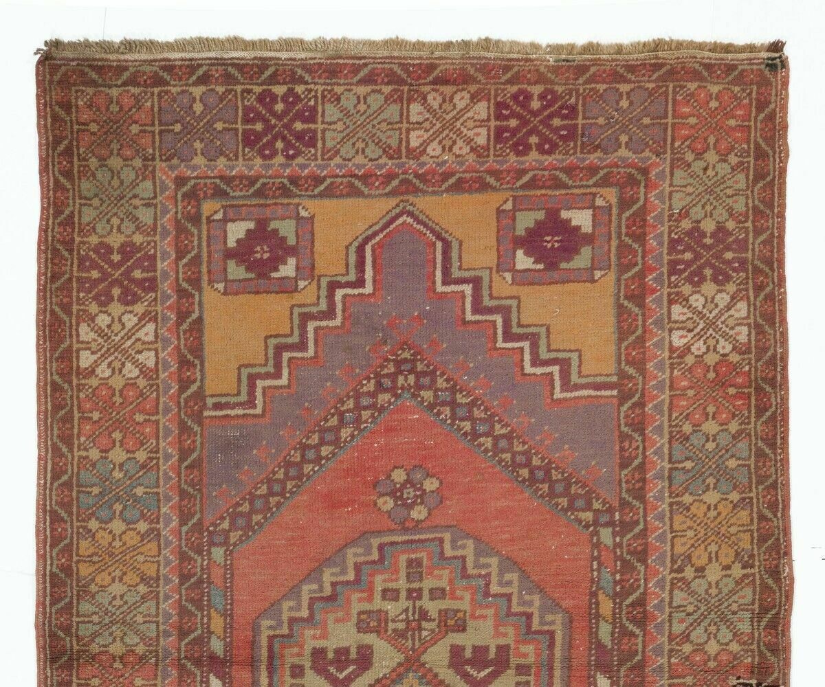 3.8x6.5 Ft Vintage Turkish Village Rug, One Of A Kind Hand Knotted Wool Carpet photo furniture