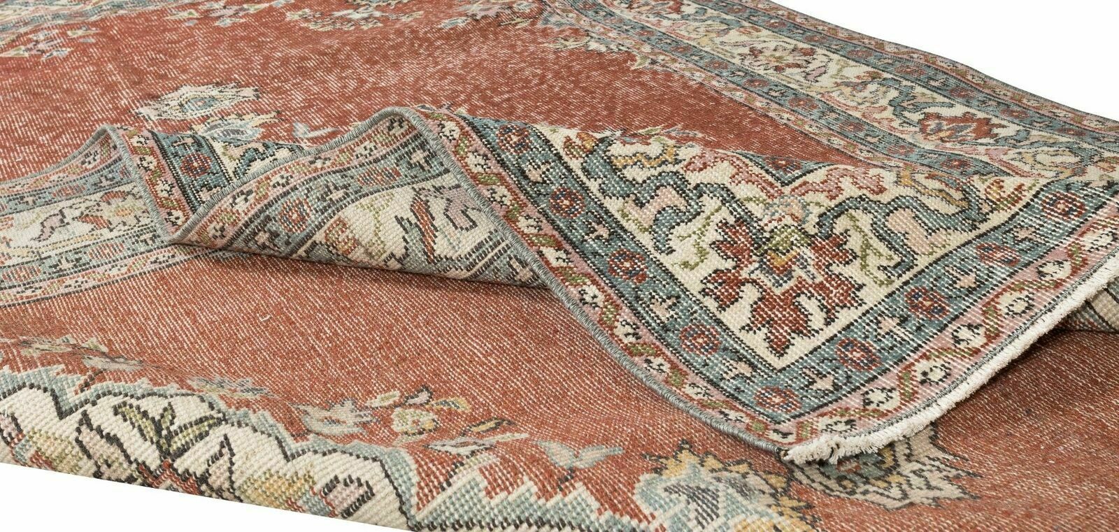 5.4x8.5 Ft Traditional Vintage Hand Knotted Turkish Rug With Medallion Design photo for sale