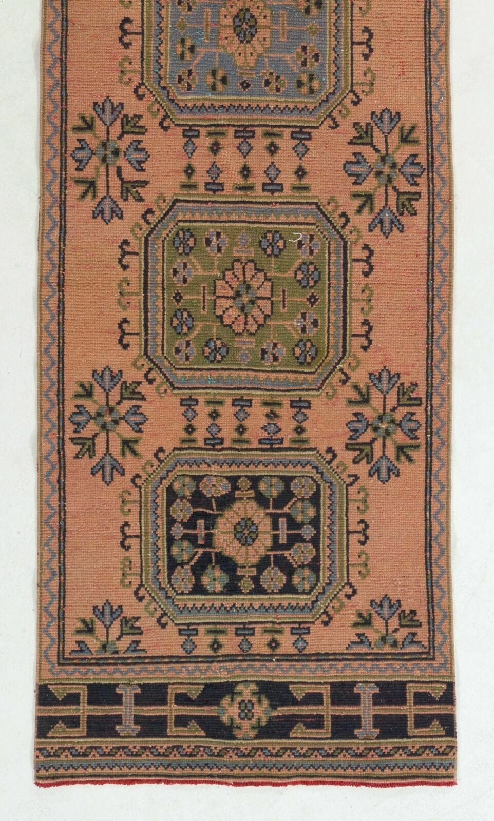 3x11.7 Ft Vintage Handmade Turkish Runner. One Of A Kind Wool Hallway Carpet photo for sale
