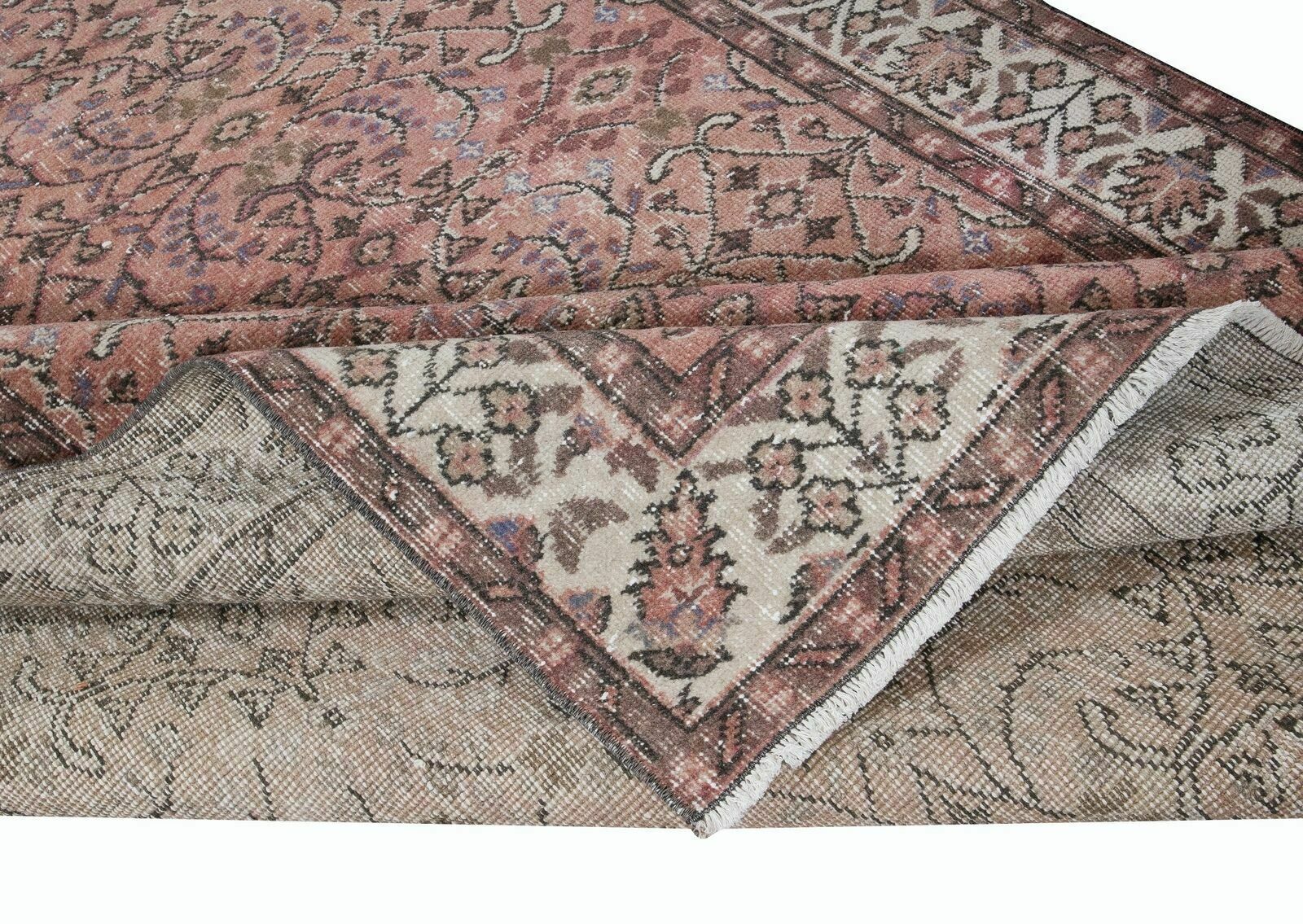 5.4x8.8 Ft Vintage Turkish Area Rug In Red & Beige, Hand Knotted Floral Carpet photo for sale