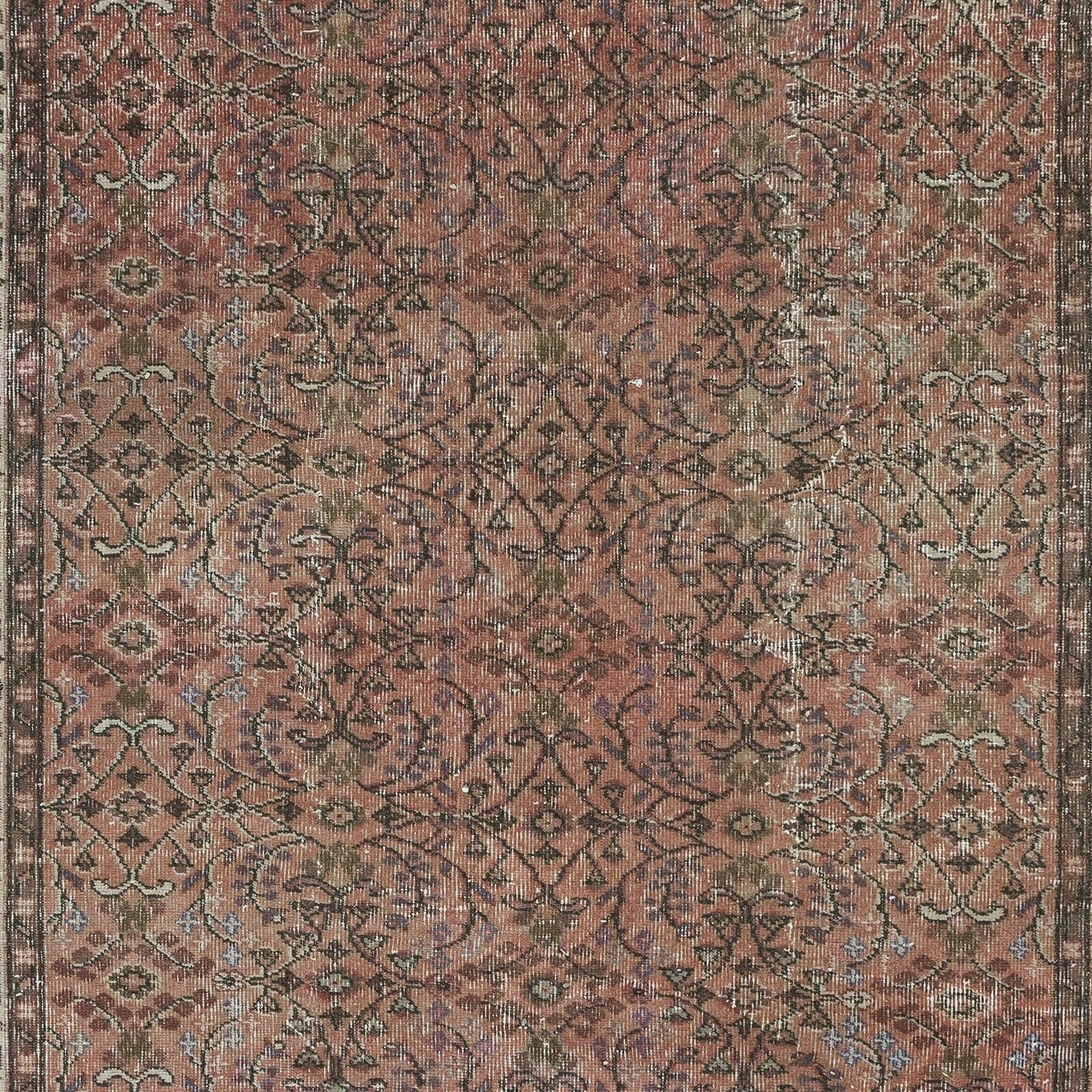 5.4x8.8 Ft Vintage Turkish Area Rug In Red & Beige, Hand Knotted Floral Carpet photo 519.0