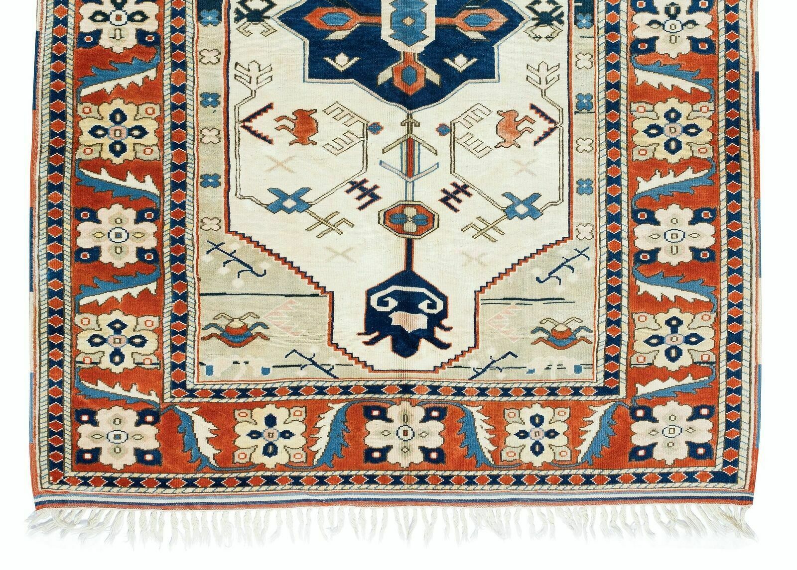 Mid Century Hand Knotted Turkish Geometric Pattern Wool Area Rug photo 548.0