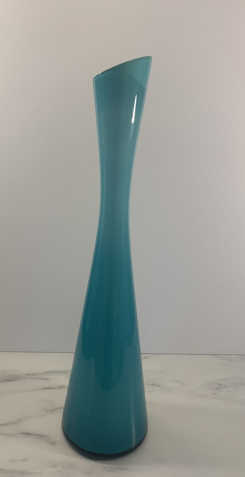 Swedish Turquoise Glass Vase By Gunnar Ander For Elme Glasbruk, 1960s photo for sale
