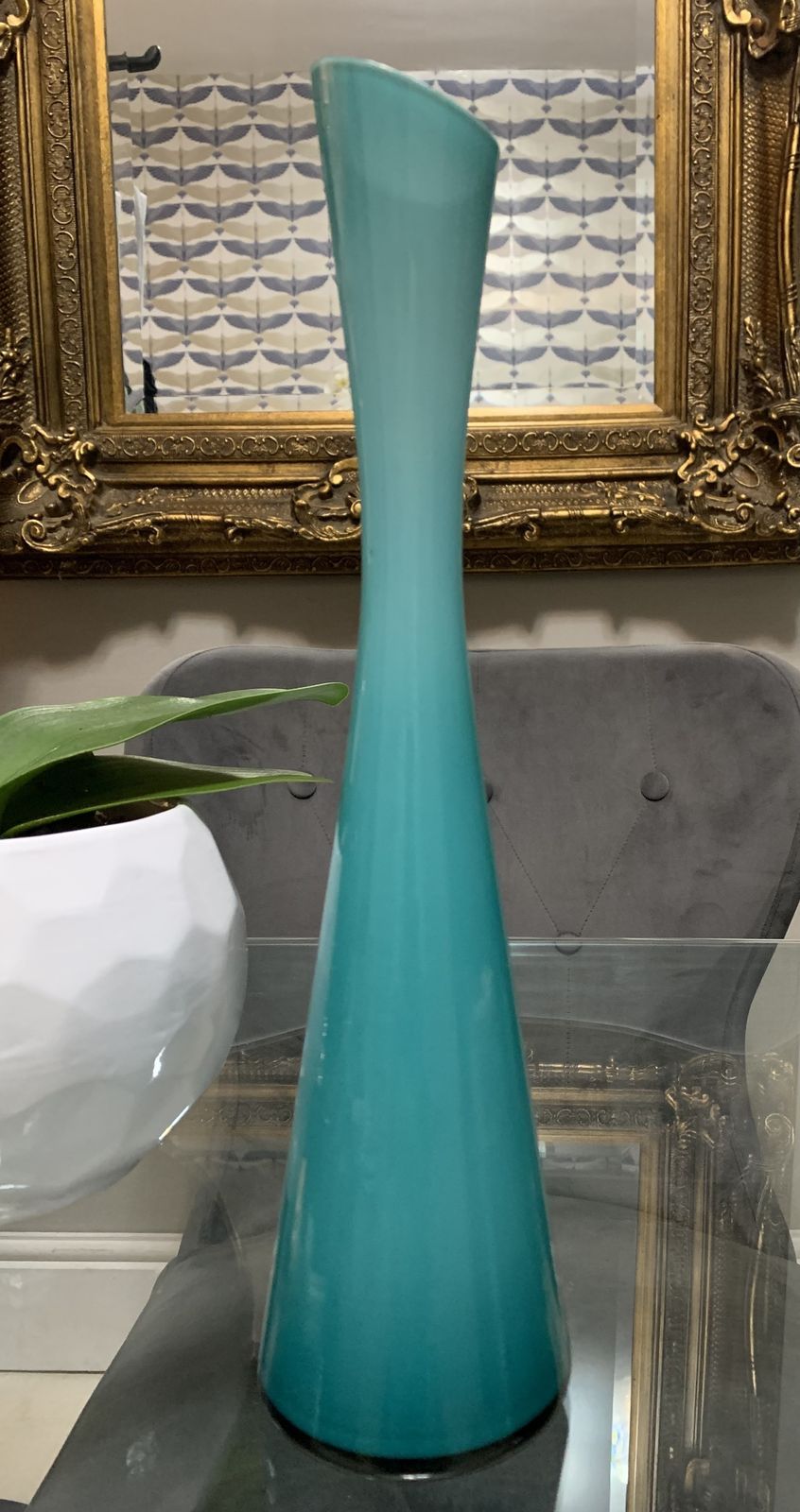 photo vinterior Swedish Turquoise Glass Vase By Gunnar Ander For Elme Glasbruk, 1960s
