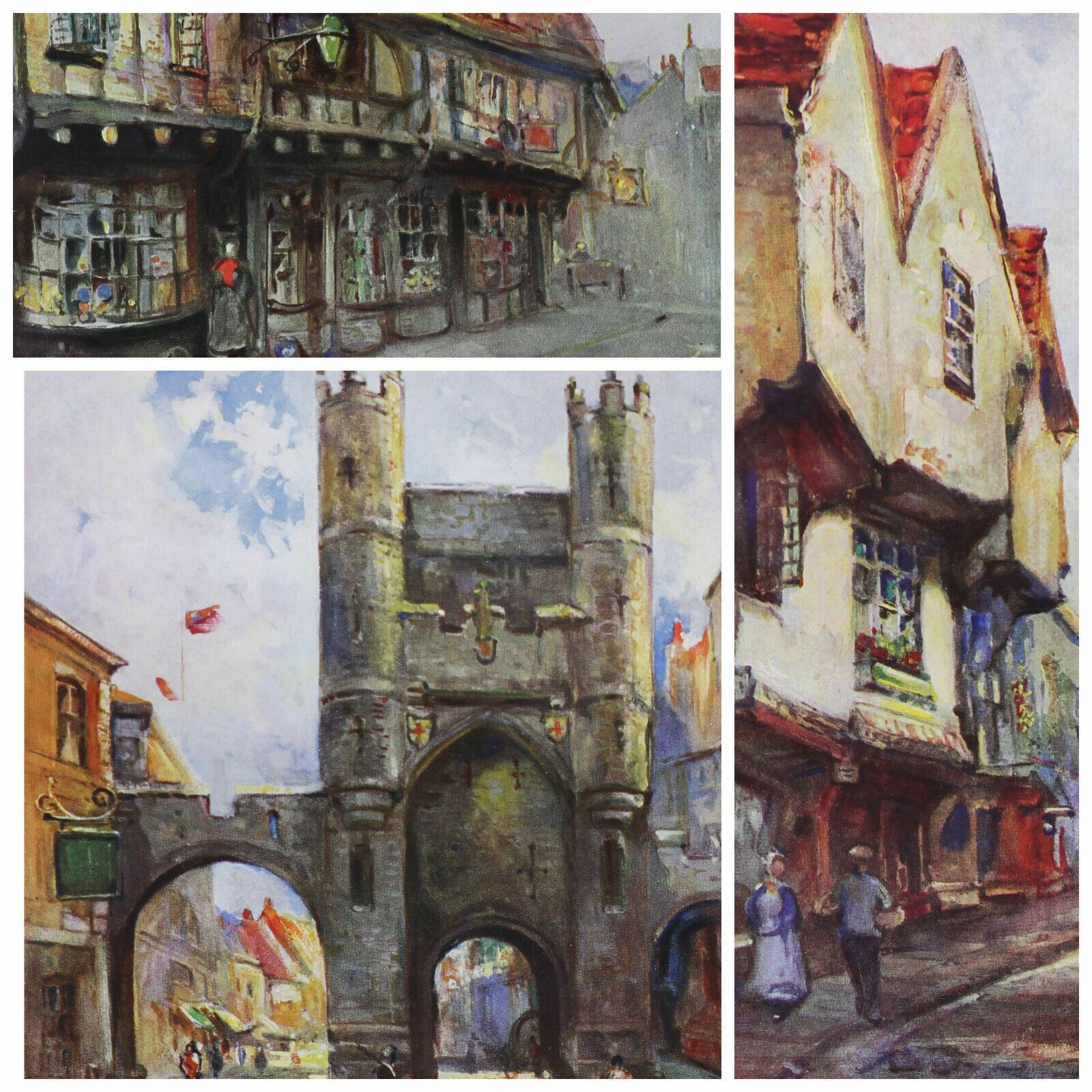 3 Prints Of York By Peter Stretton. The Shambles, High Petergate And Monk Bar.