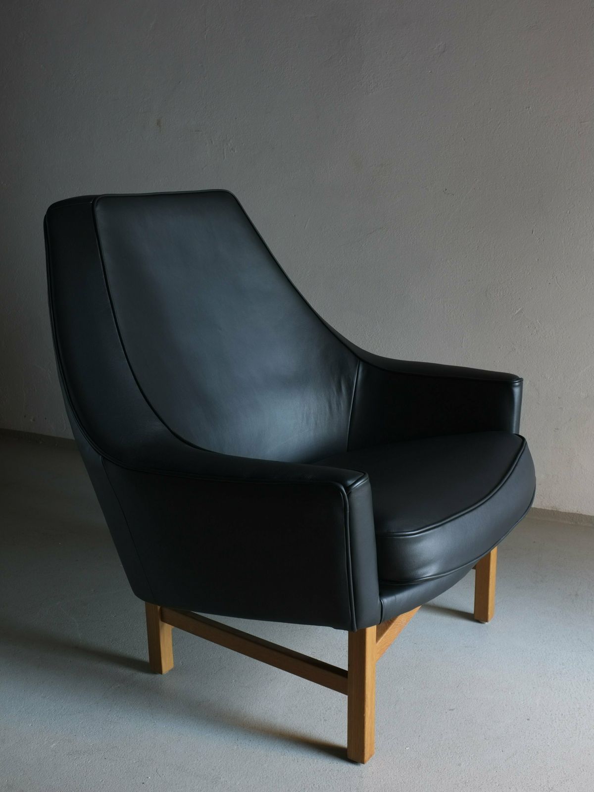 Ib Kofod Larsen Leather Oak Easy Chair | Ope Sweden | 1960s photo for sale
