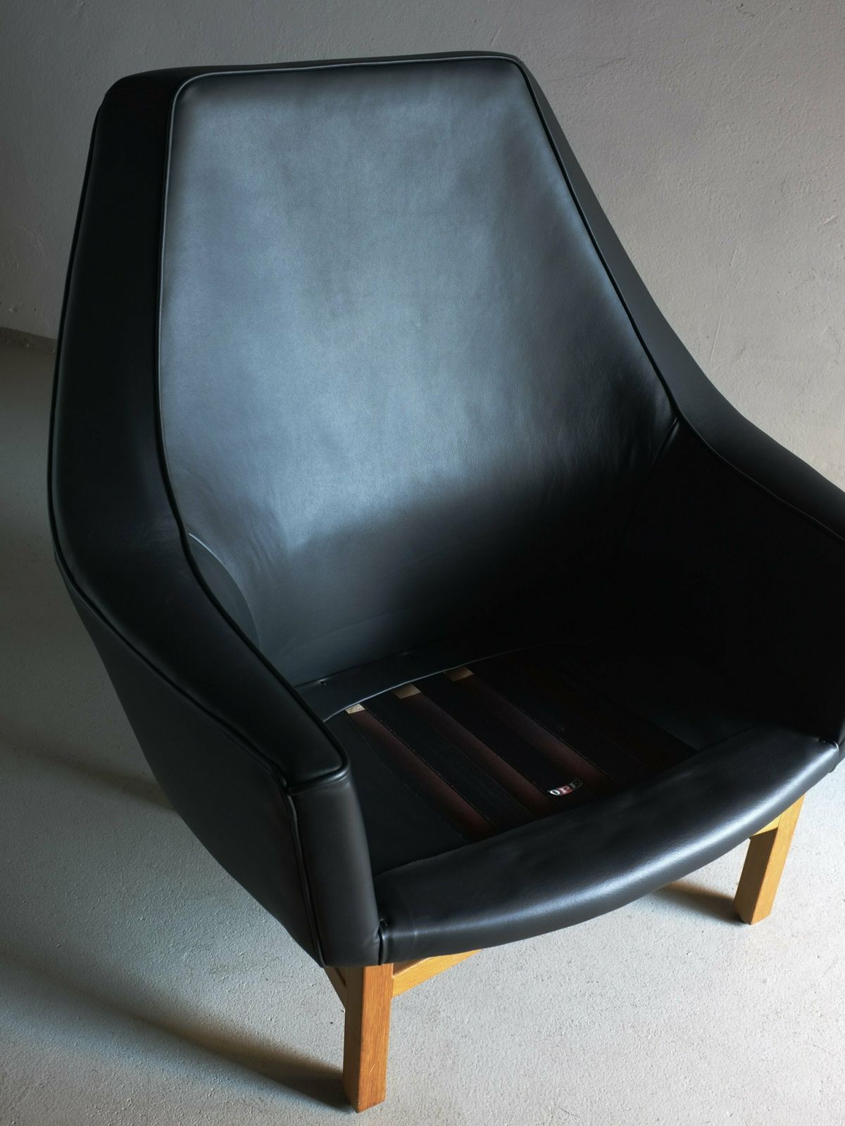 Ib Kofod Larsen Leather Oak Easy Chair | Ope Sweden | 1960s photo vintage