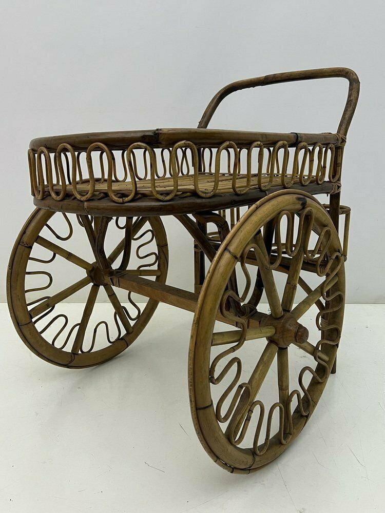 Mid Century Riviera Trolley In Bamboo And Wicker, 1950s photo Furniture