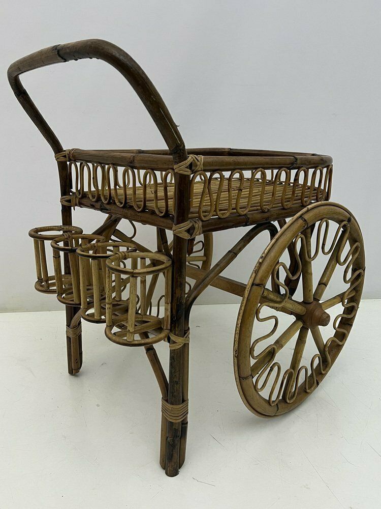 photo furniture Mid Century Riviera Trolley In Bamboo And Wicker, 1950s