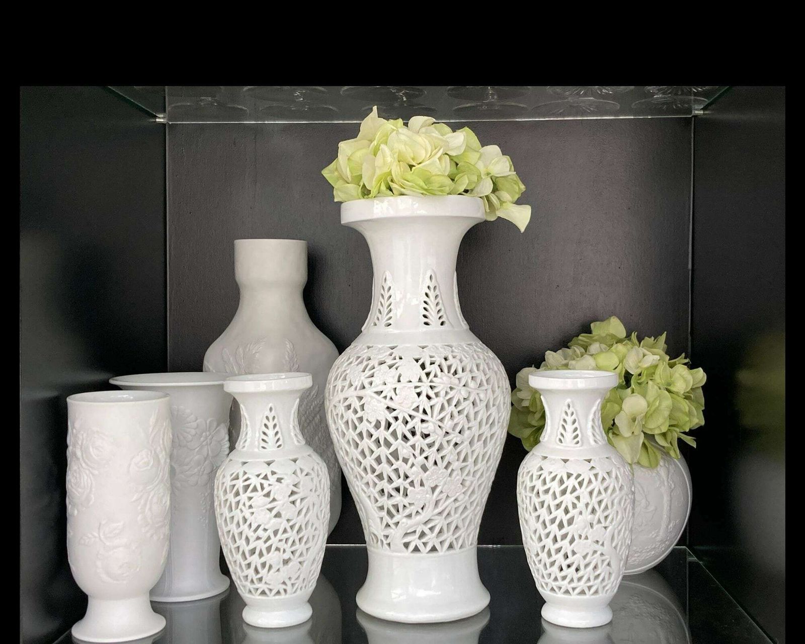 White Blanc De Chine Vase | 3pcs | Reticulated Porcelain photo 300.0