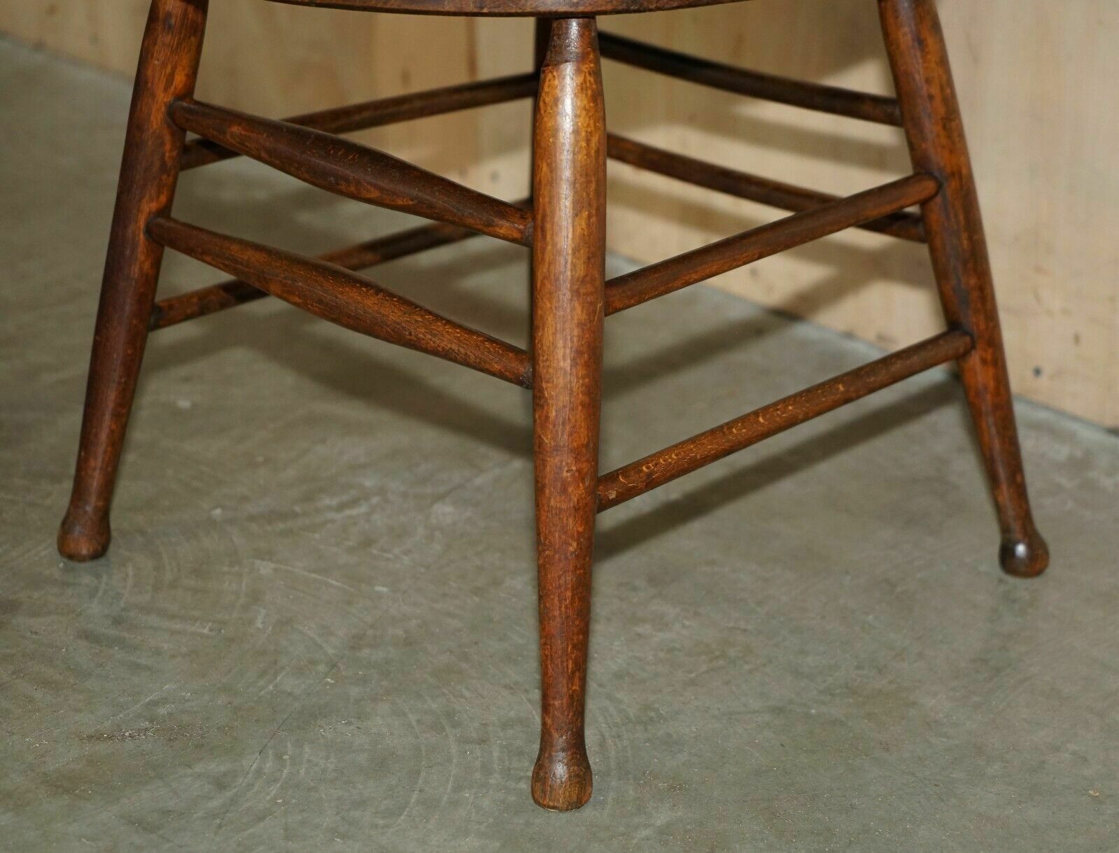 photo furniture Pair Of Antique English Elm Windsor Stick Back Chairs Stamped Lea Hall Infantry