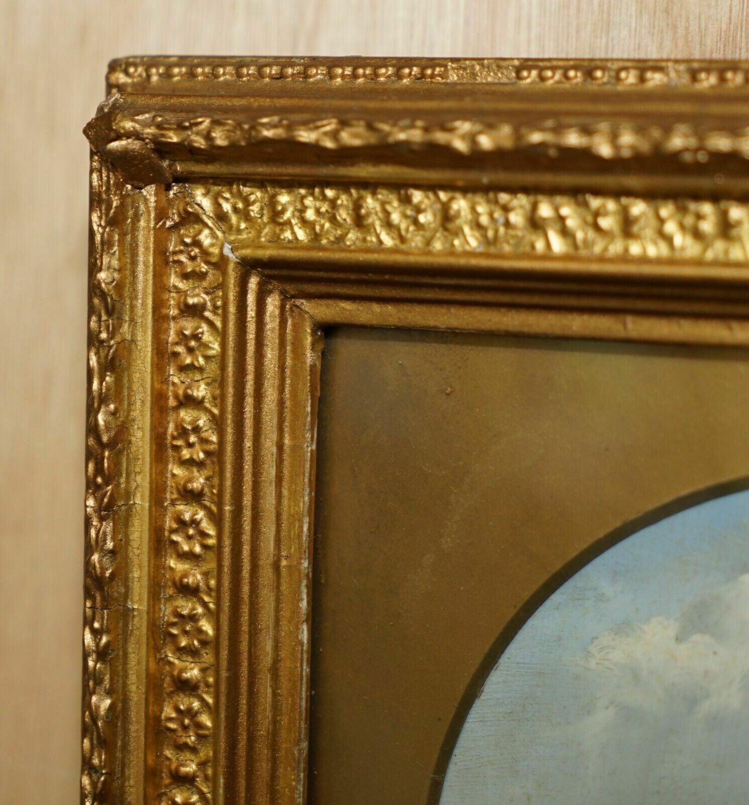 Exquisite A J Sticks Signed Small Oil Painting Frame By S L Nielsen Sea & Cliffs photo vintage