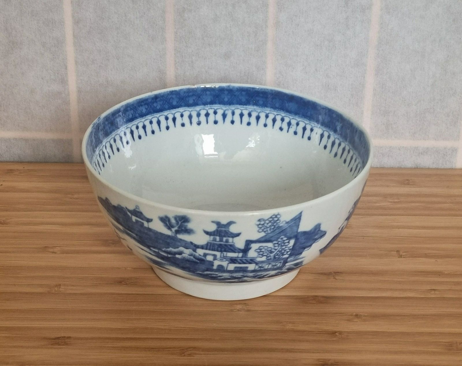 Georgian Chinoiserie Bowl, English Rare Antique China, Blue And White Pottery Decorative Bowl, Handcrafted Ceramic Dish photo furniture