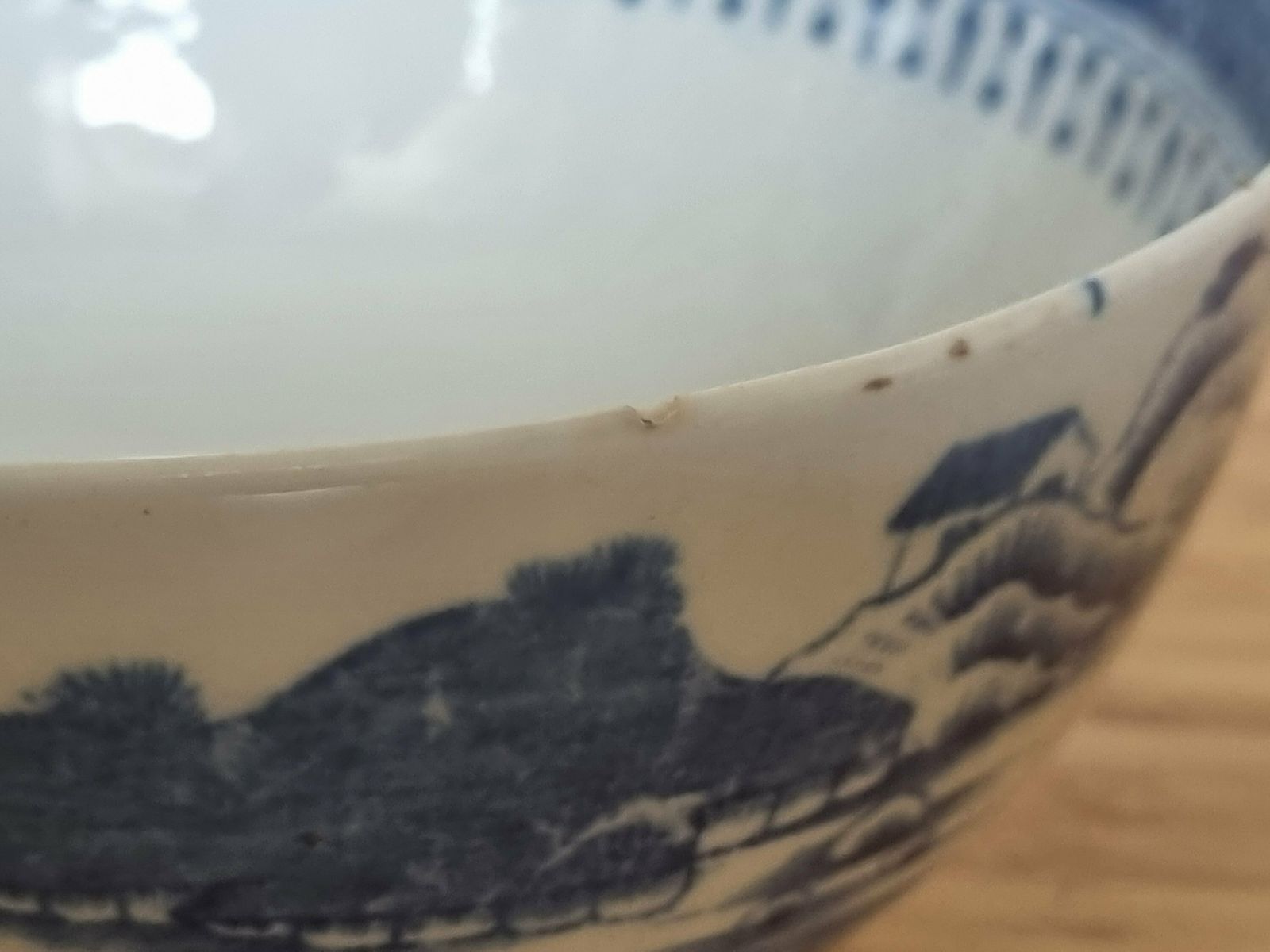 Georgian Chinoiserie Bowl, English Rare Antique China, Blue And White Pottery Decorative Bowl, Handcrafted Ceramic Dish photo vinterior