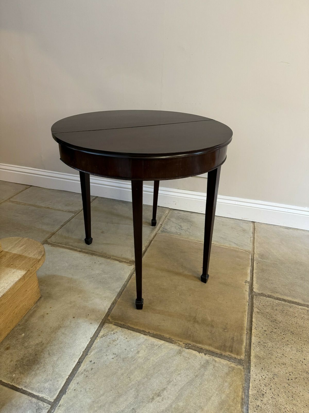 Antique George III Quality Figured Mahogany Demi Lune Shaped Tea Table photo for sale