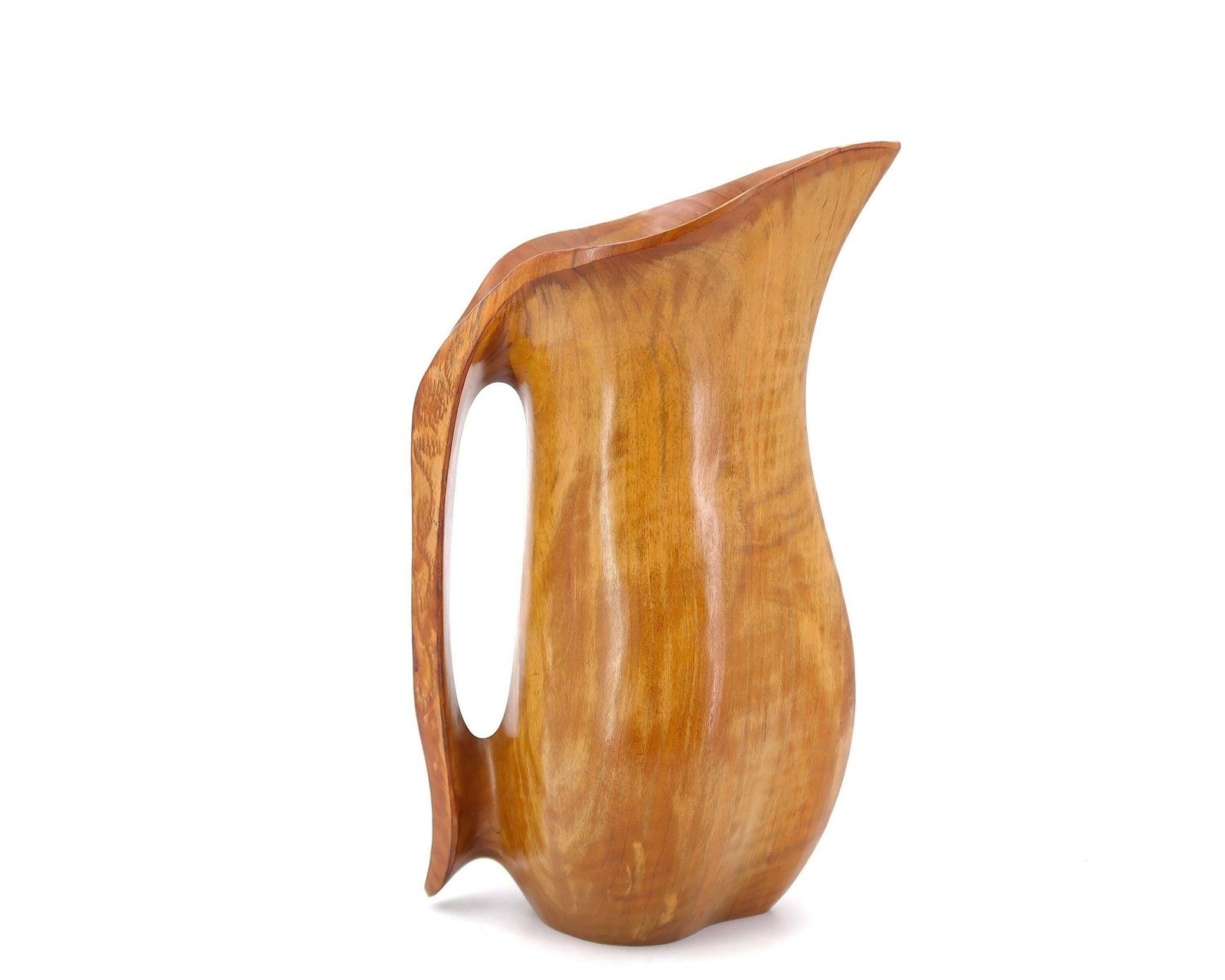 Spanish Wood Pitcher, 1960s / Vase, Wabi Sabi, Boho Chic, Folk Art, Pot, Wooden