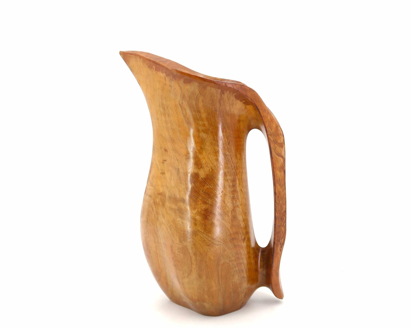 Spanish Wood Pitcher, 1960s / Vase, Wabi Sabi, Boho Chic, Folk Art, Pot, Wooden photo furniture