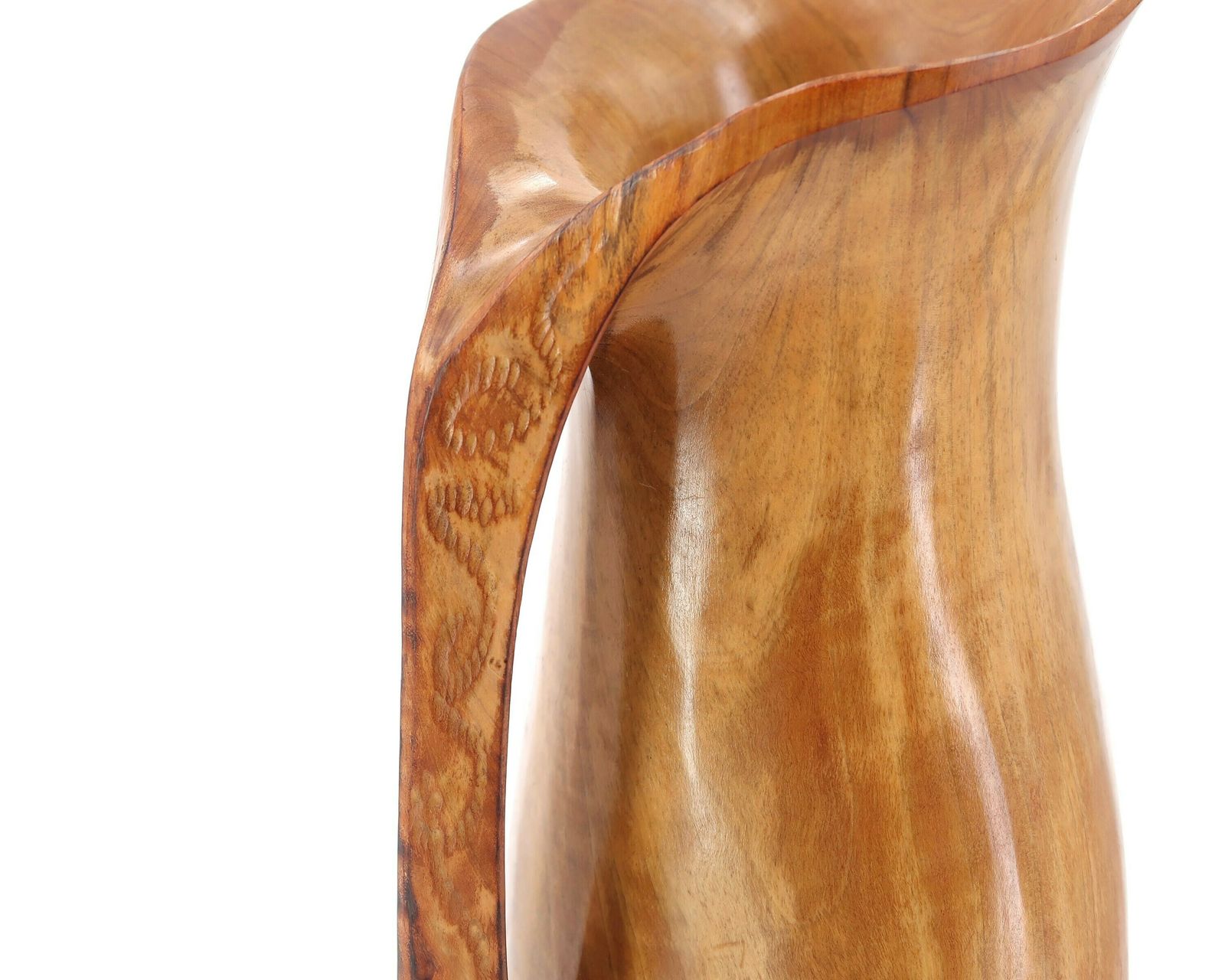 Spanish Wood Pitcher, 1960s / Vase, Wabi Sabi, Boho Chic, Folk Art, Pot, Wooden photo for sale