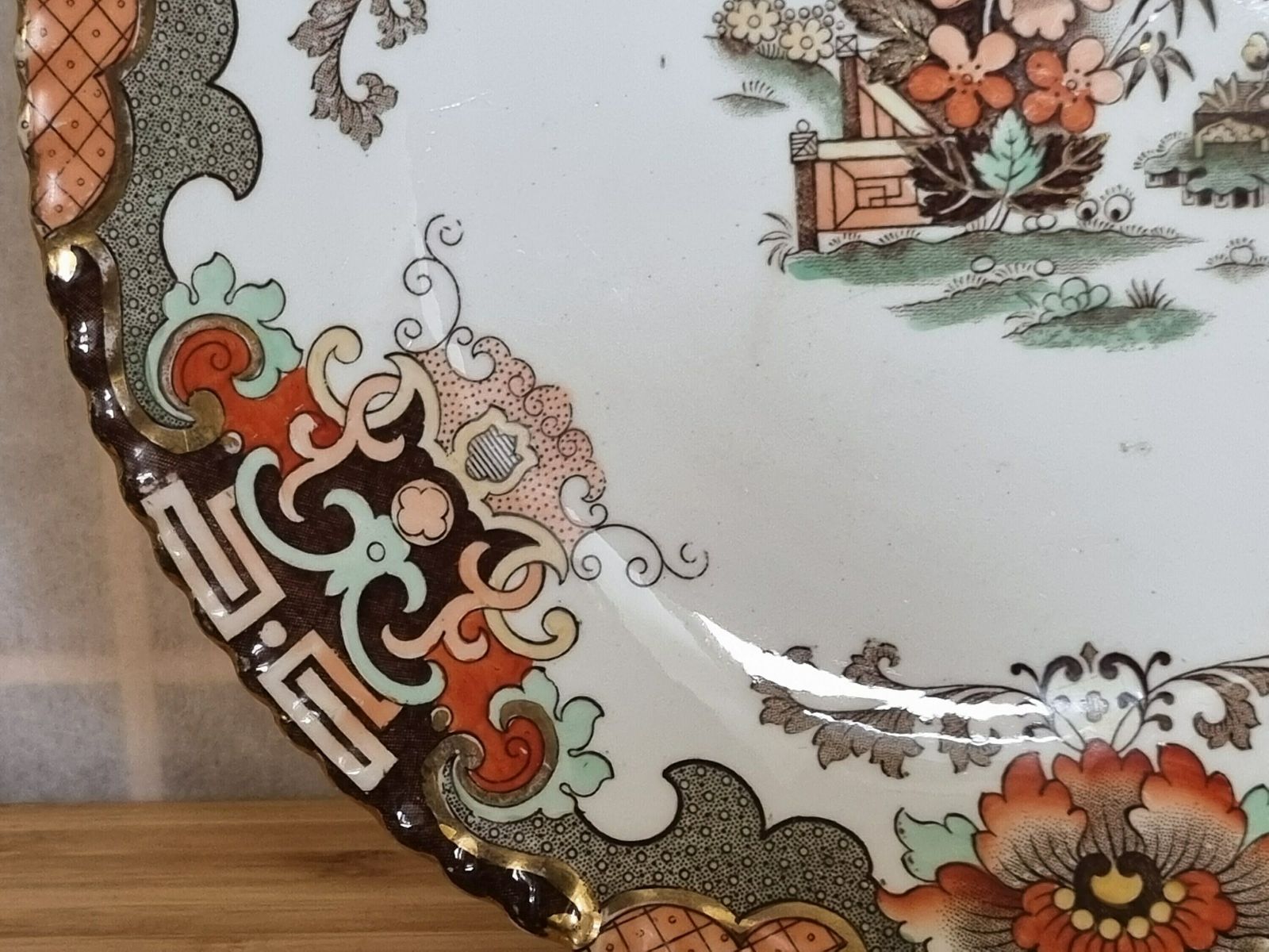 Antique Imari Plate, Samuel Radford England, Antique 1800s, Victorian Pottery Ceramics   Opulent Colours And Floral Pattern, 23cm, 9" photo vintage