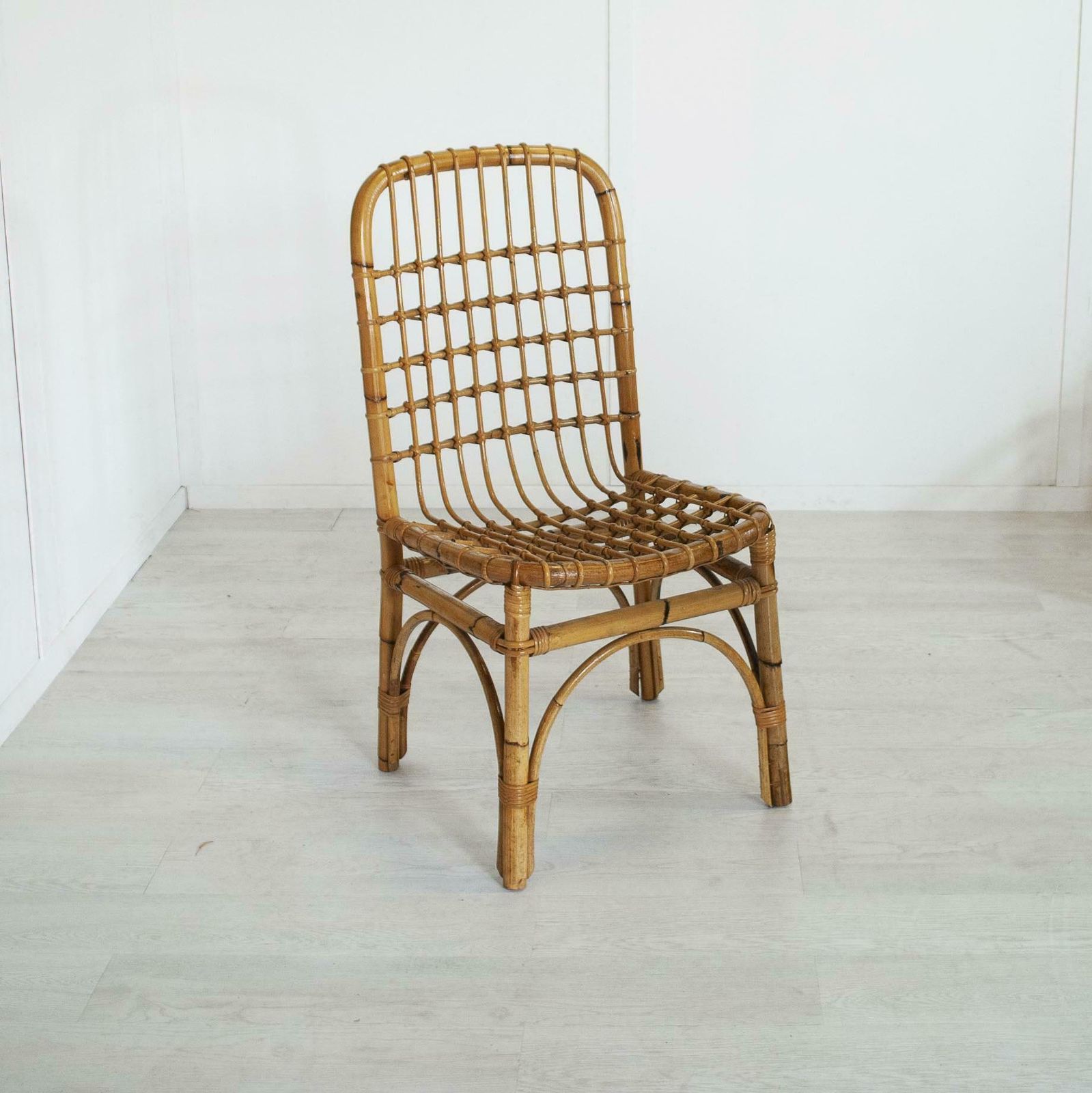 Set Of Four Italian Bamboo Folding Chairs Very Confortable, Mid 60s. photo buy