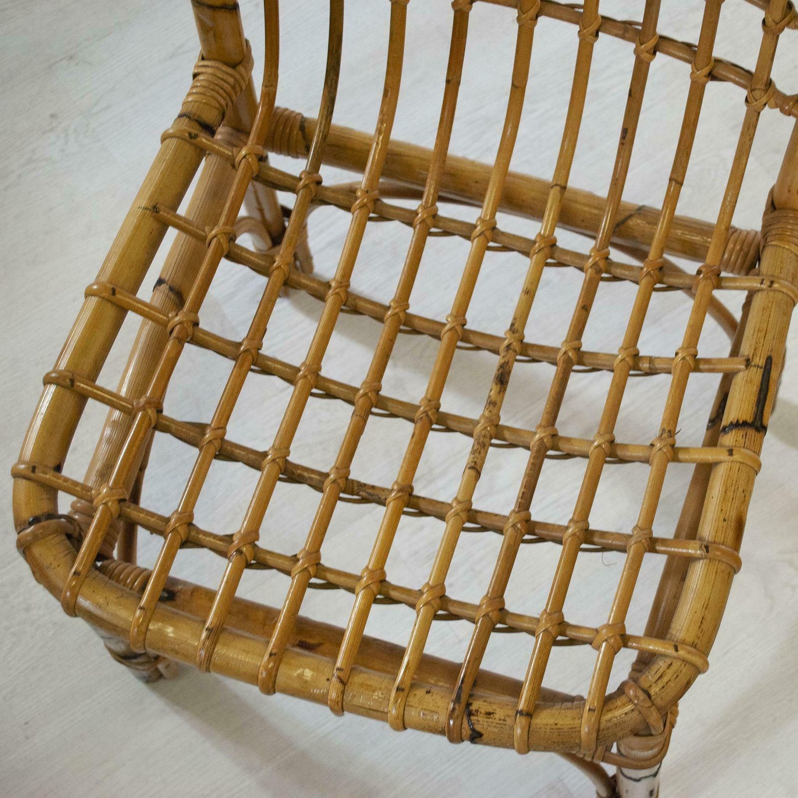 photo for sale Set Of Four Italian Bamboo Folding Chairs Very Confortable, Mid 60s.