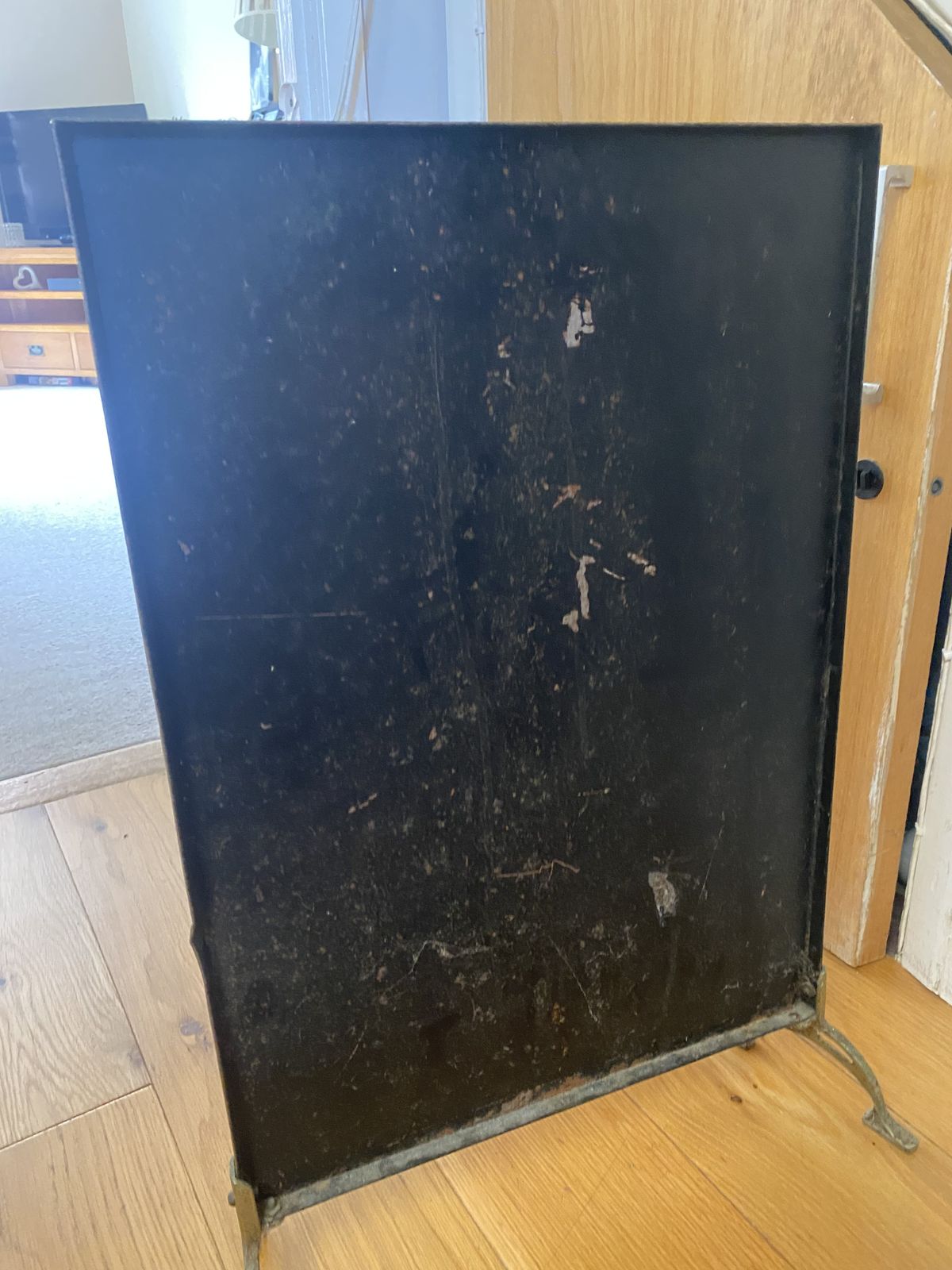 Antique Pressed Iron 19th Century “Take Courage” Ale Fire Place Screen Guard photo furniture