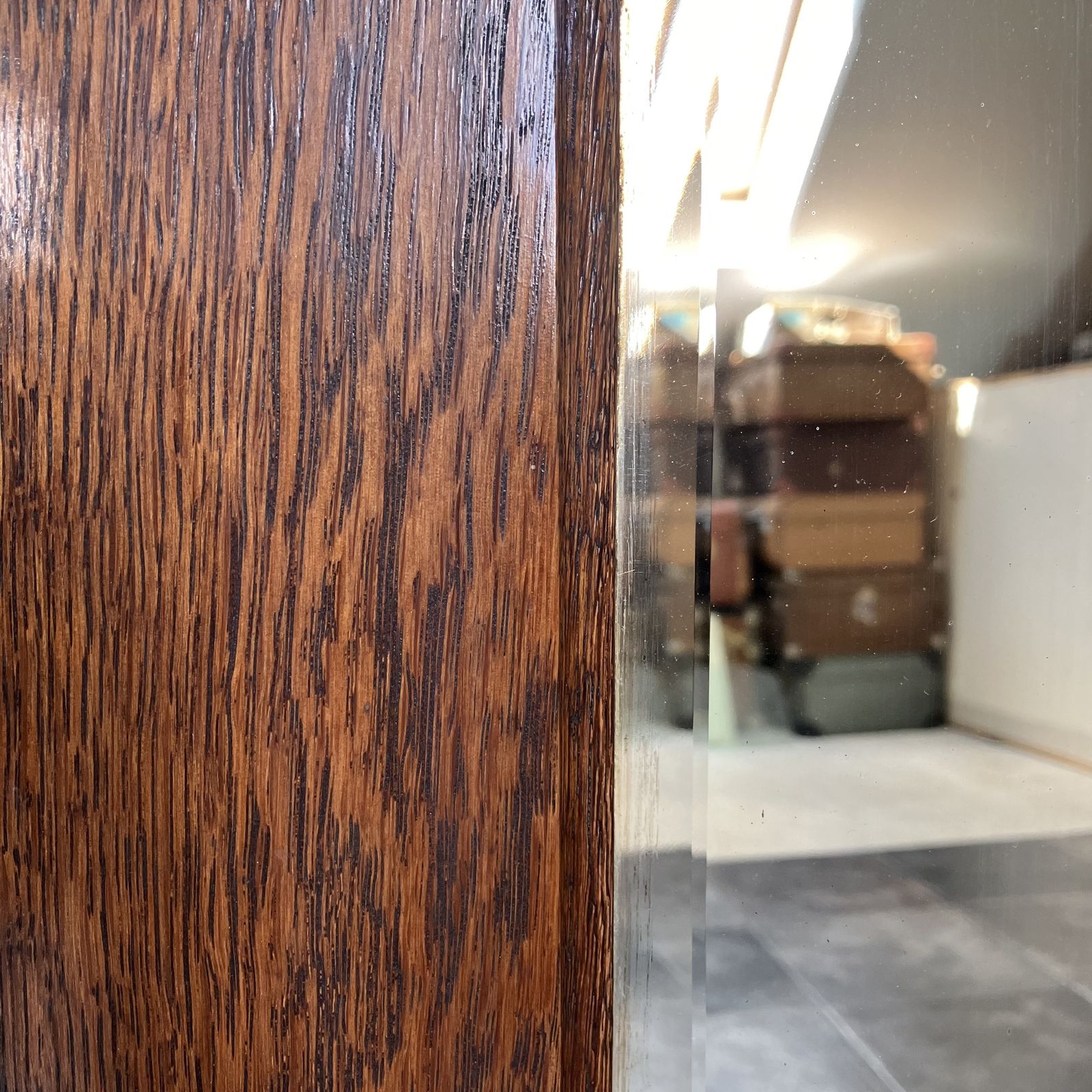 Reclaimed Salvaged Edwardian Oak Over Mantle Bevelled Wall Mirror photo Home Decor