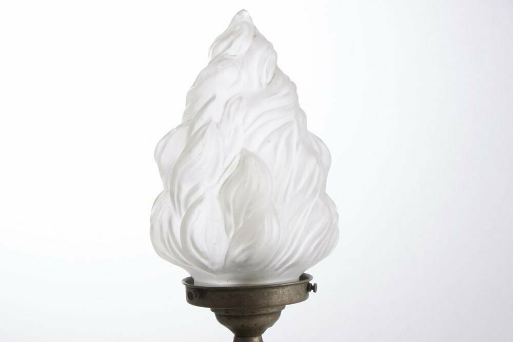 Art Deco Glass Table Lamp Of A Female Nude Holding A Torcher Lamp, British C.1930 photo buy