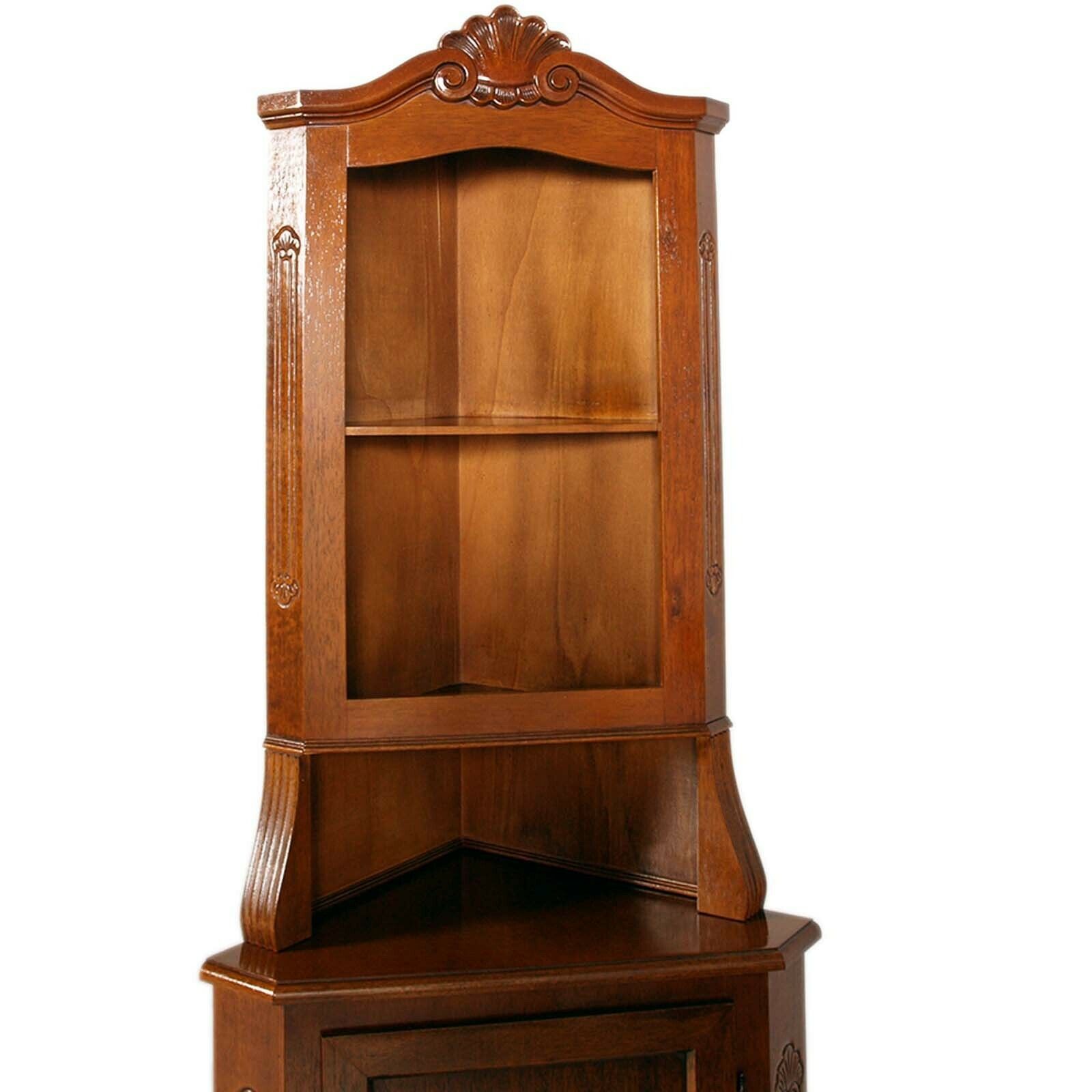 Italy Walnut Corner Display Cabinet From 1940s, Renaissance Style, Wax Polished photo furniture