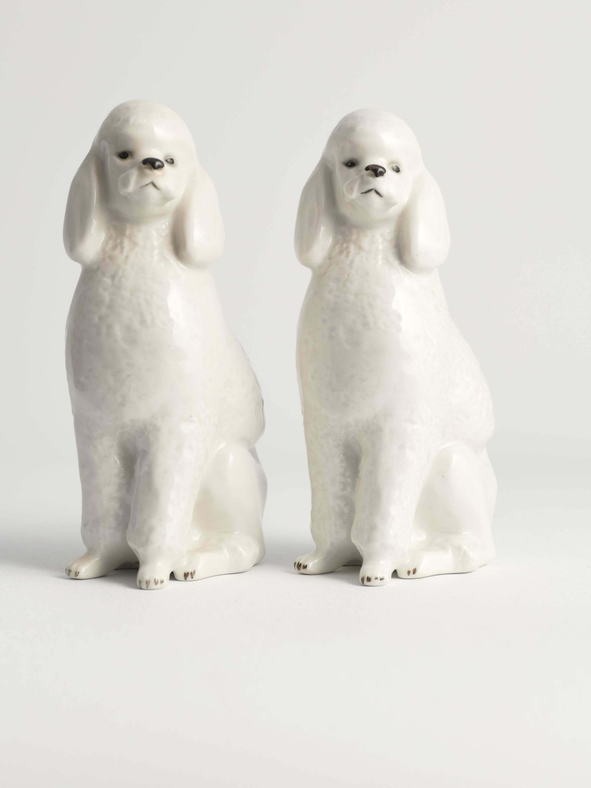 photo for sale White Hand Painted Porcelain Poodle Dogs By Lomonosov, Soviet, 1960s, Set Of 2