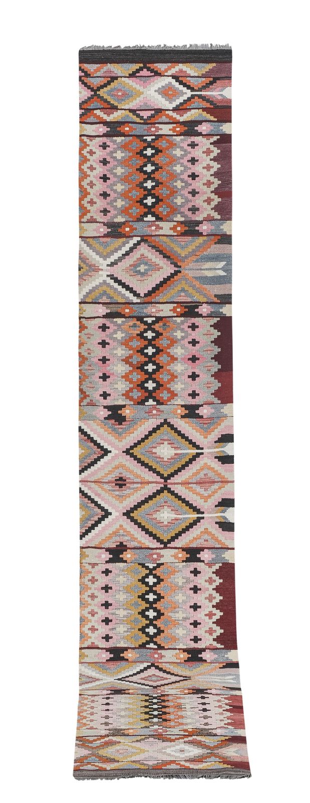 1970s Vintage Turkish Oushak Kilim Runner 2'7" X 13'11"