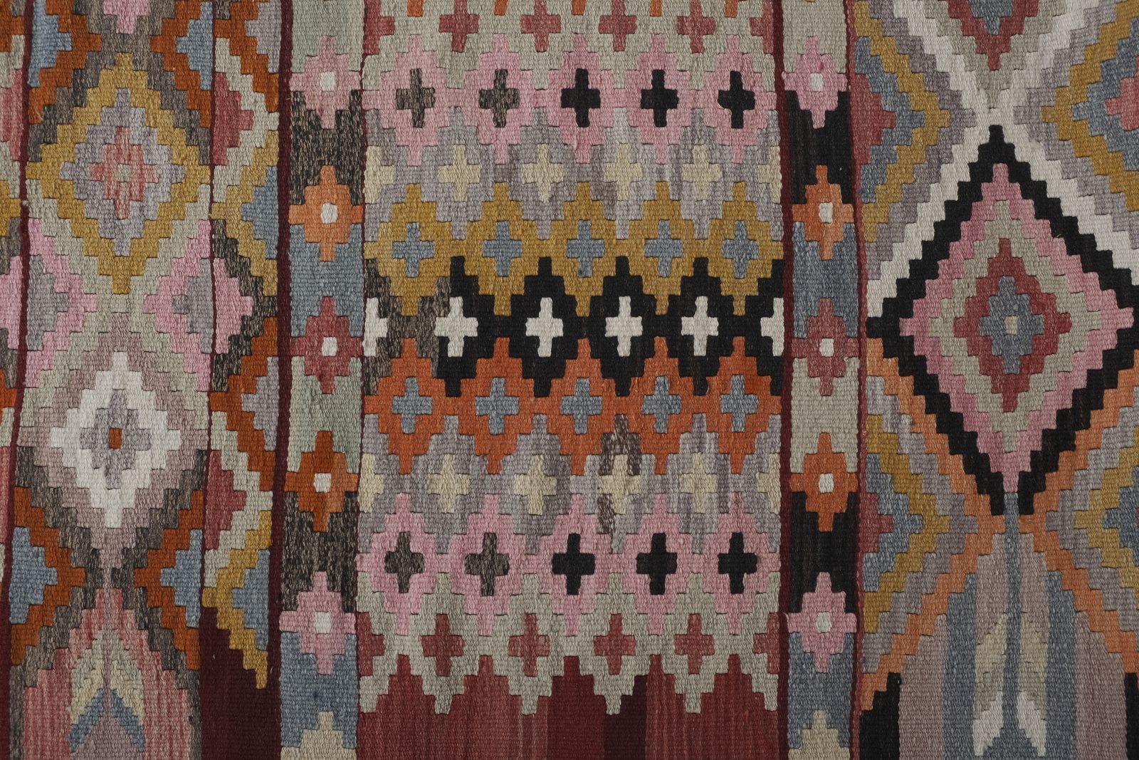 Textiles 1970s Vintage Turkish Oushak Kilim Runner 2'7" X 13'11" photo