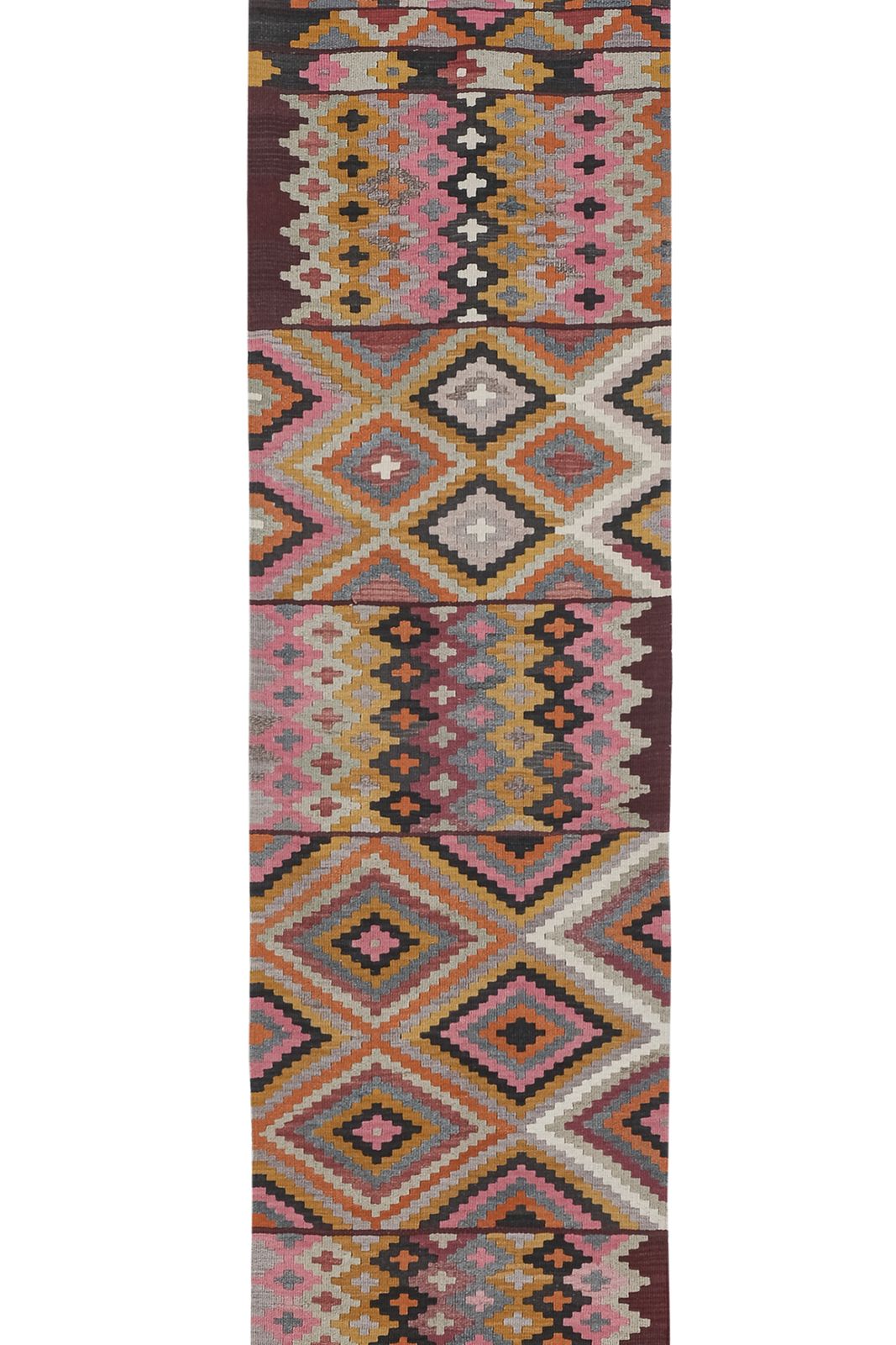 1960s Vintage Striped Turkish Kilim Runner Rug 2'6'' X 14'11'' photo 880.0