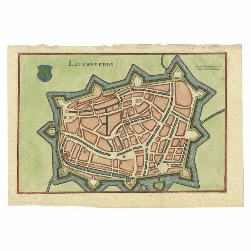 Antique Map Of The City Of Leeuwarden By Merian, 1659