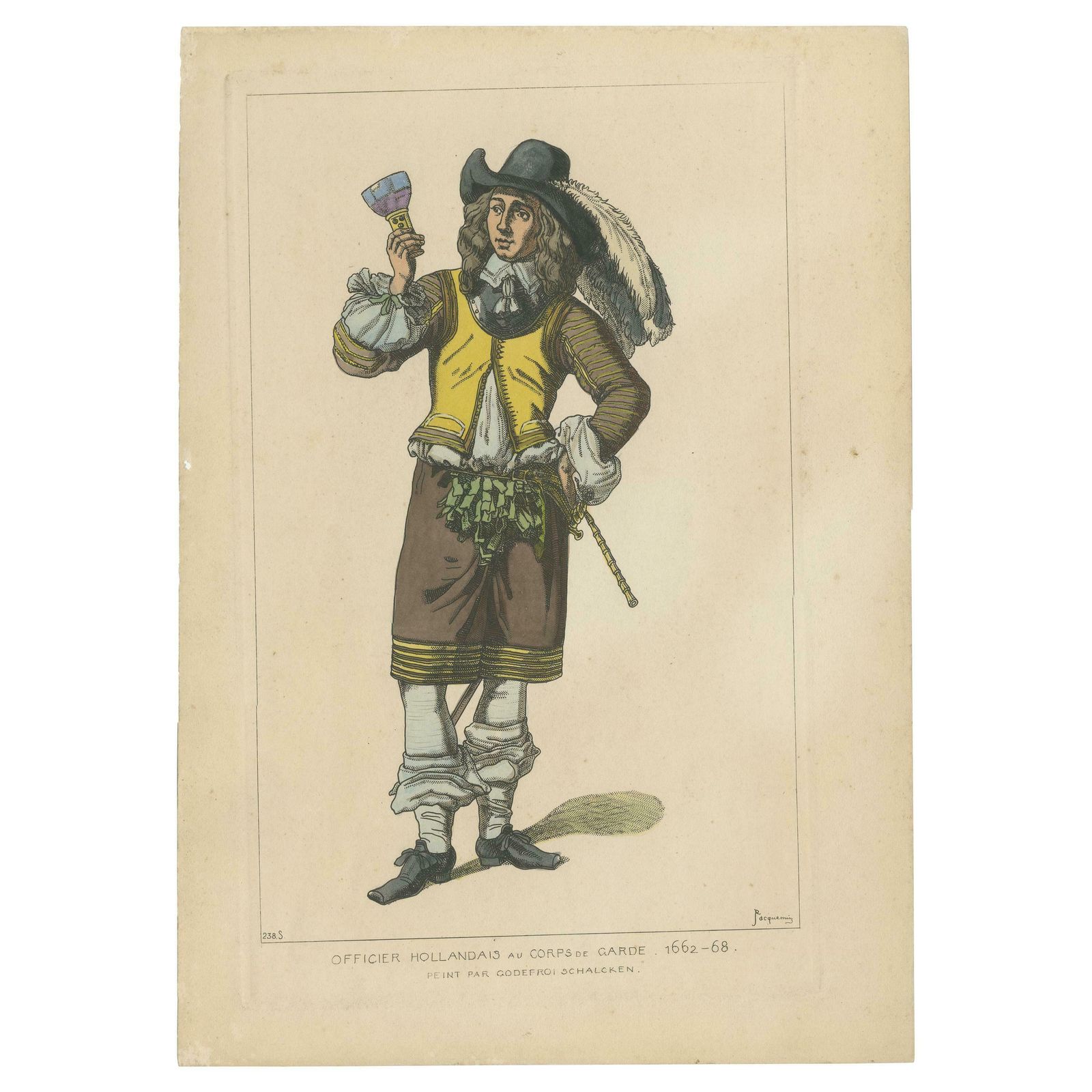 Antique Print Of A Dutch Officer By Jacquemin 'C.1870'