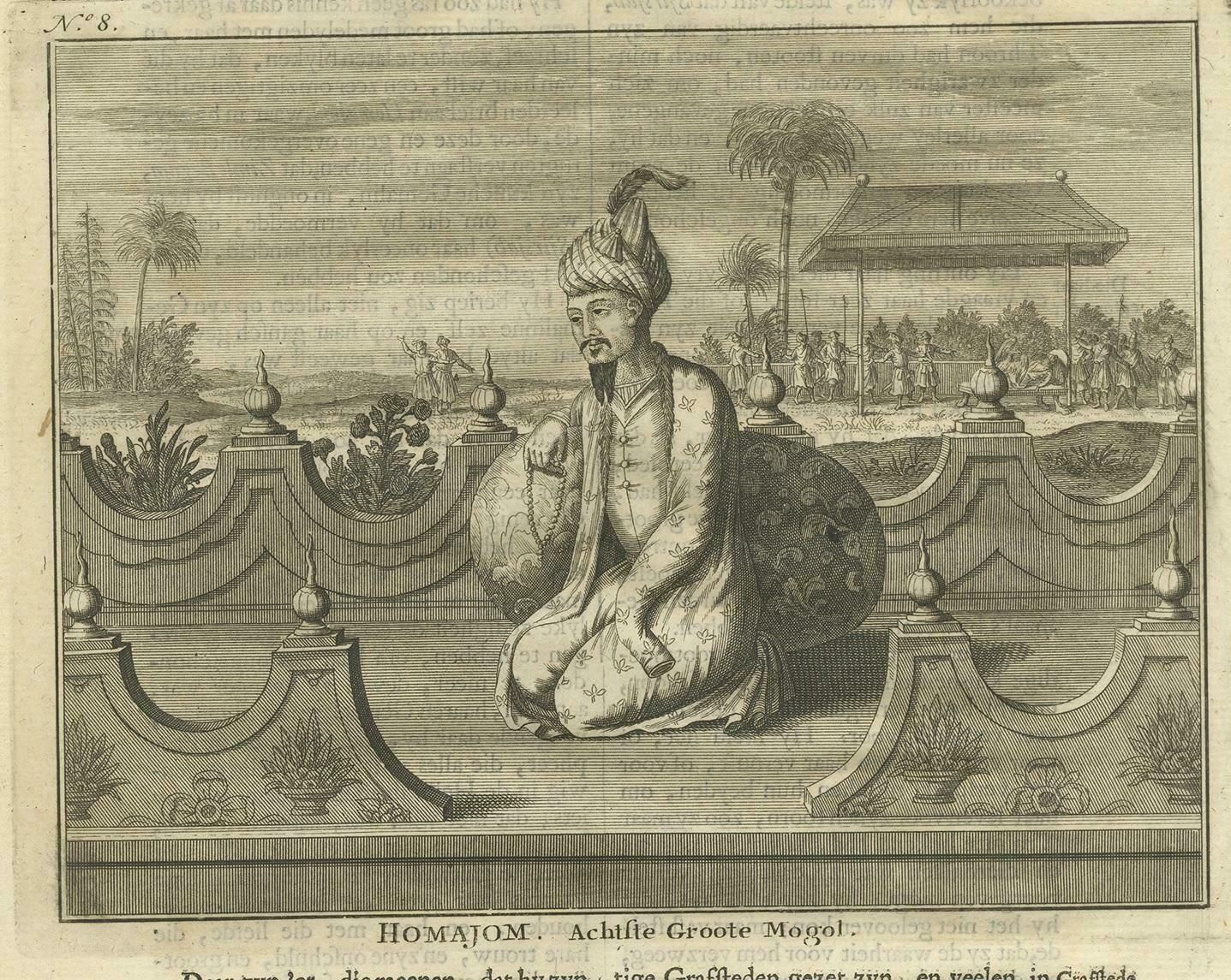 Antique Print Of The 8th Mughal Emperor By Valentijn '1726' photo for sale