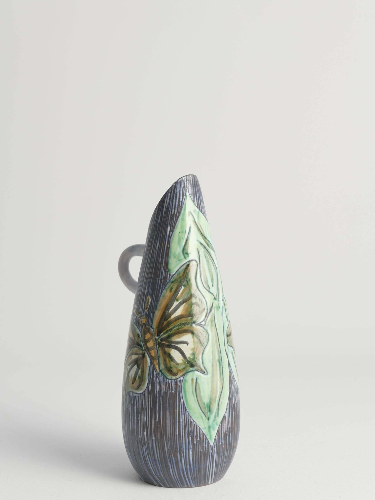 236.0 Mid Century Modern Stoneware Vase With Sgraffito And Butterflies. Sweden, 1950s photo
